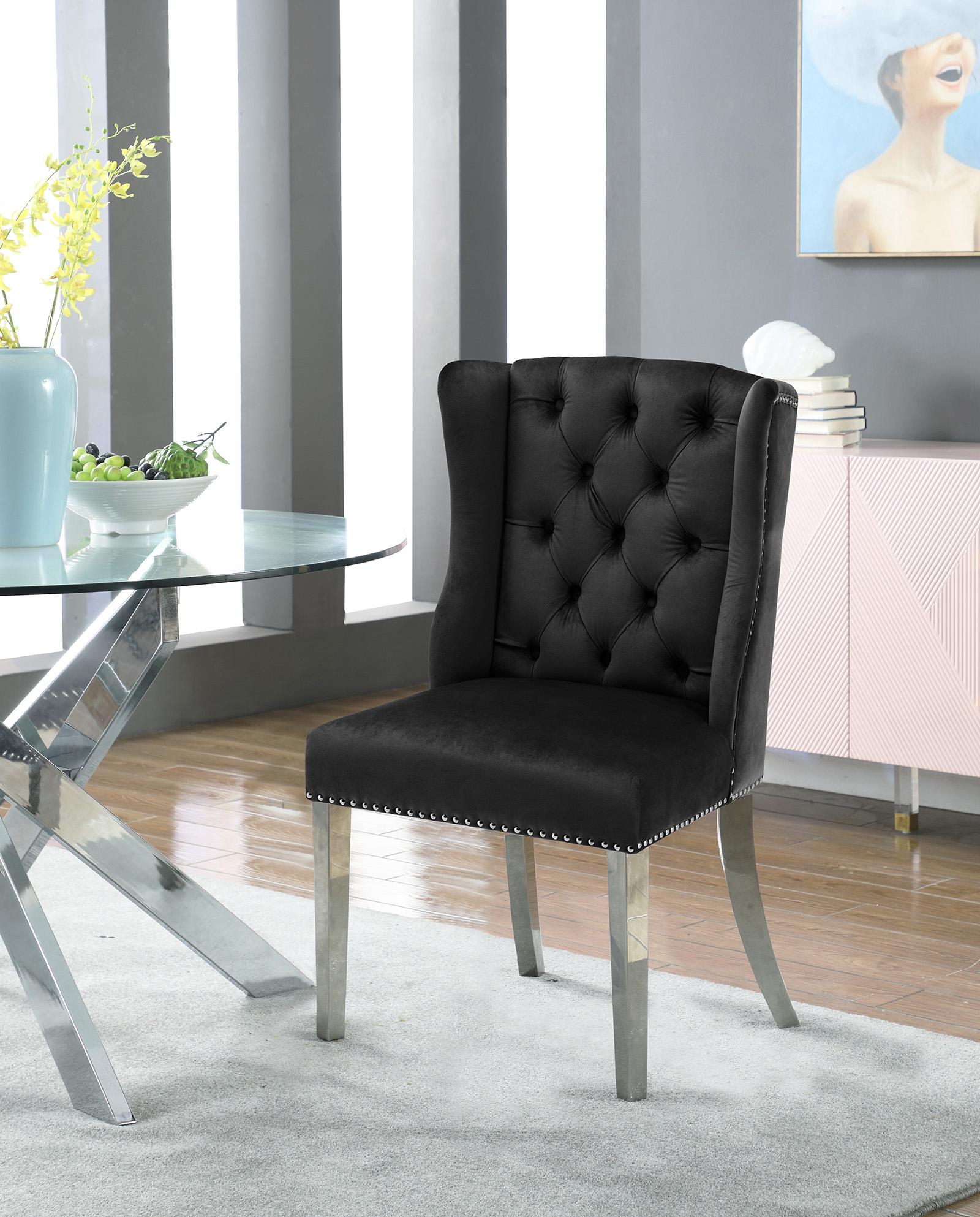 

    
Black Velvet  Dining Chair Set 2Pcs SURI 809Black-C Meridian Modern Contemporary
