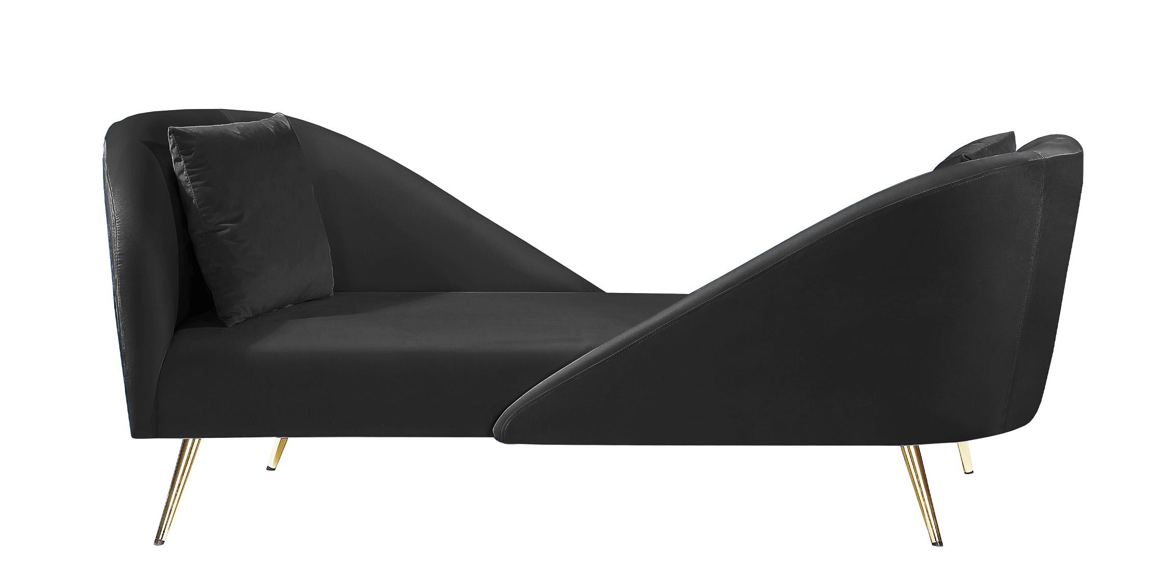 Contemporary, Modern Chaise NOLAN 656Black 656Black-Chaise in Black Velvet