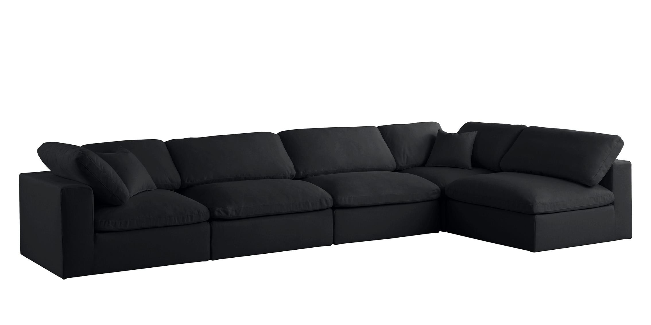 Contemporary, Modern Modular Sectional Sofa 602Black-Sec5D 602Black-Sec5D in Black Fabric