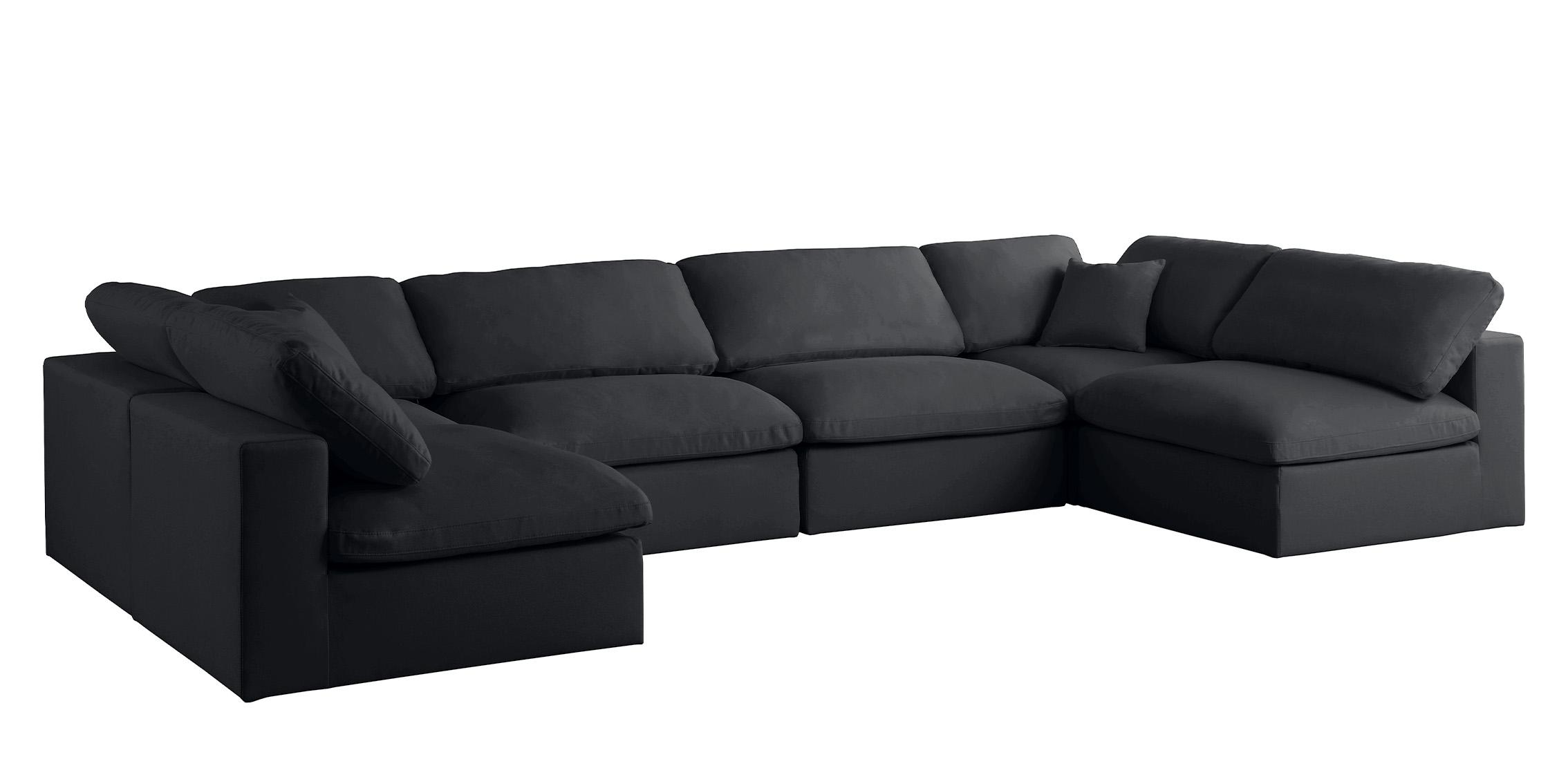 Contemporary, Modern Modular Sectional Sofa 602Black-Sec6D 602Black-Sec6D in Black Fabric