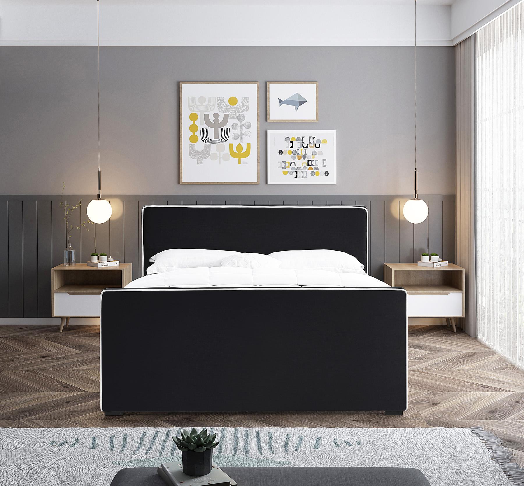 

    
Black Velvet 	Full Bed DILLARD DillardBlack-F Meridian Contemporary Modern
