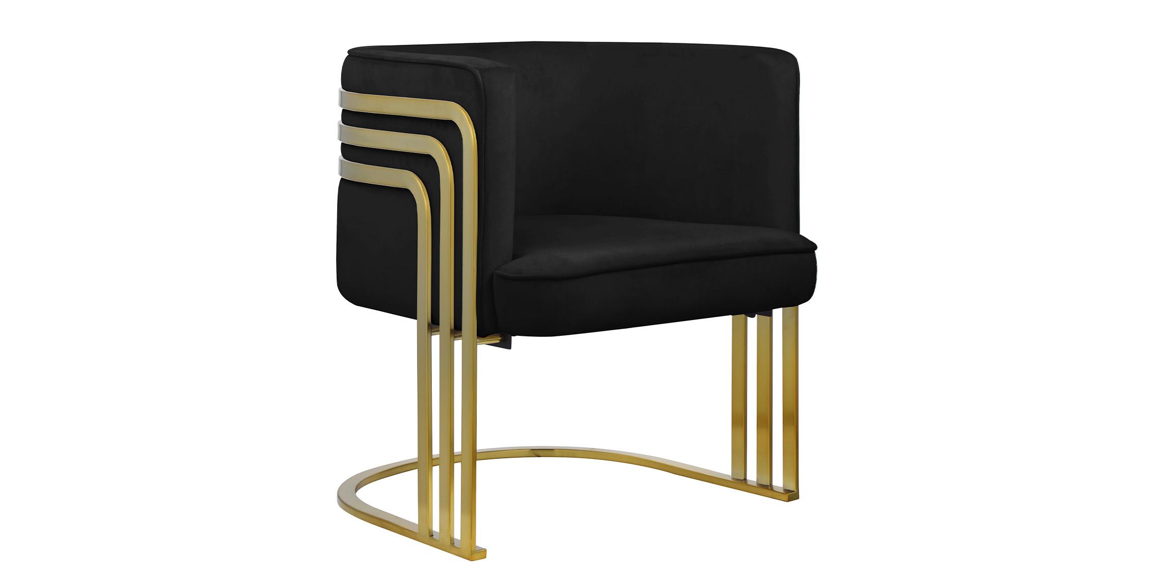 Contemporary Accent Chair RAYS 533Black 533Black in Gold, Black Velvet