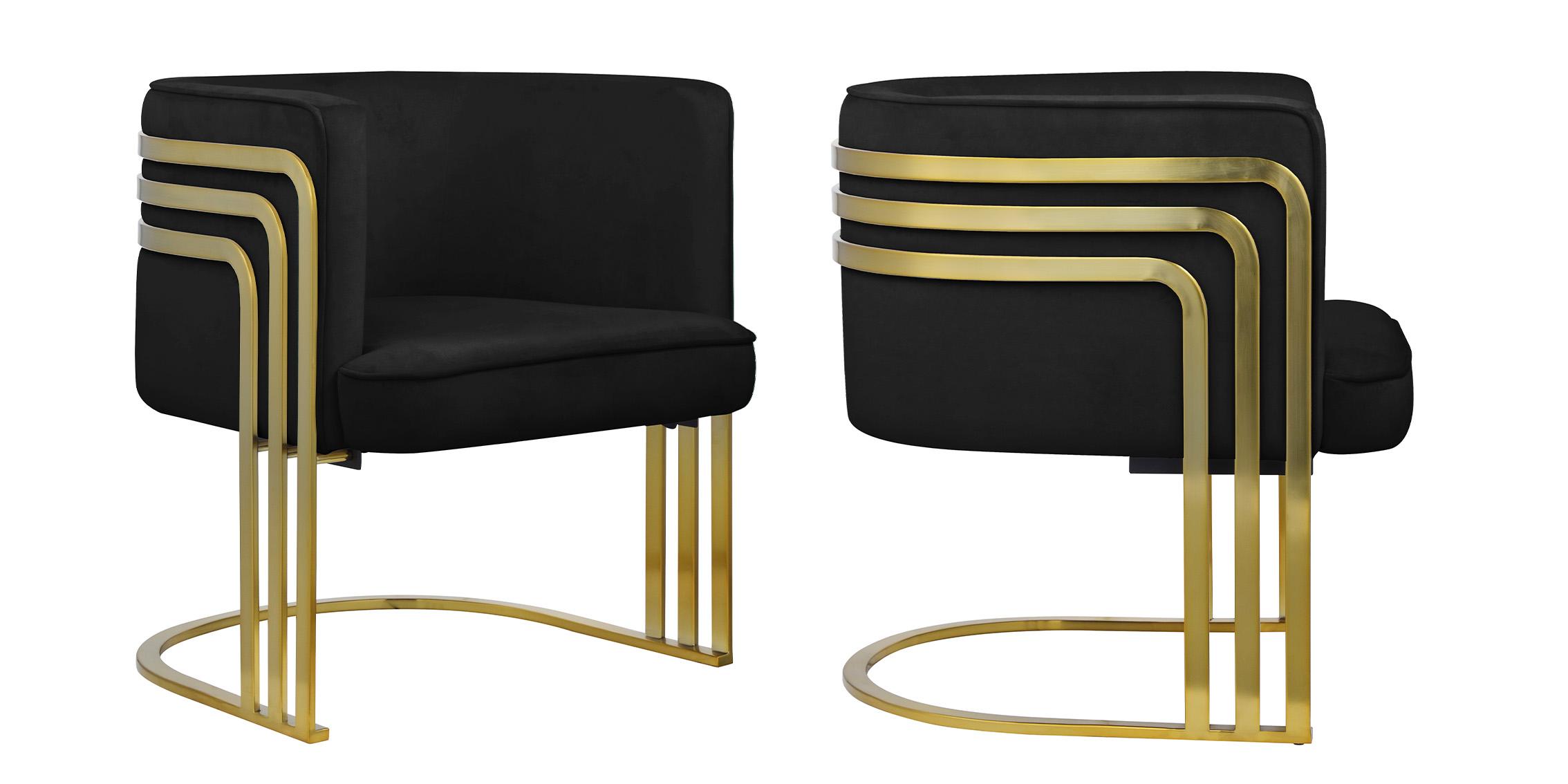 

    
Black Velvet & Gold Accent Chair Set 2Pcs RAYS 533Black Meridian Modern

