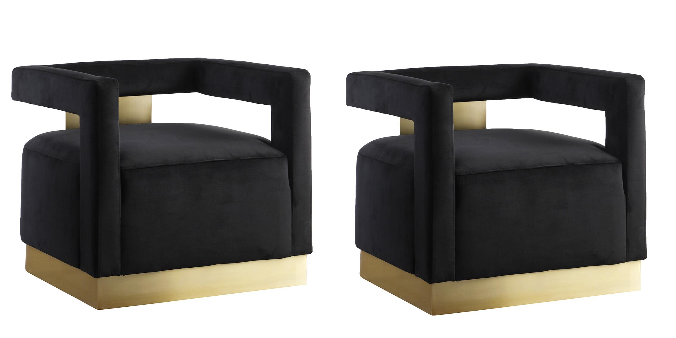 

    
Black Velvet & Gold Base Chair Set 2 ARMANI 597Black Meridian Contemporary
