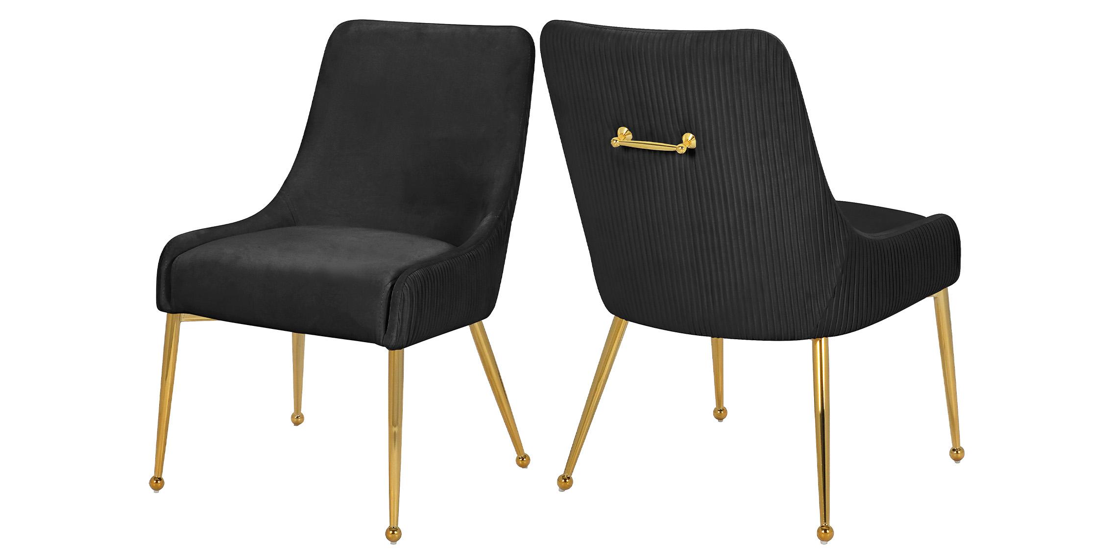 Contemporary, Modern Dining Chair Set ACE 855Black 855Black in Gold, Black Velvet