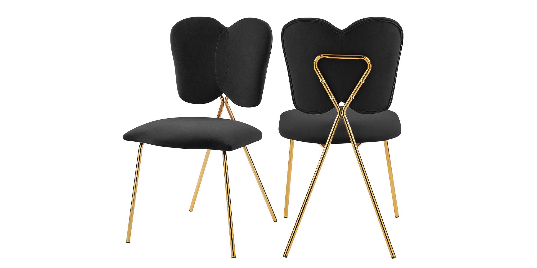 Contemporary, Modern Dining Chair Set ANGEL 780Black-C 780Black-C in Gold, Black Velvet