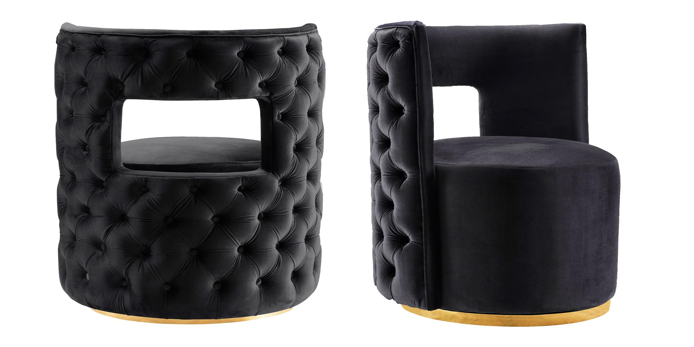 

    
Black Velvet & Gold Swivel Base Chair Set 2 THEO 594Black Meridian Contemporary
