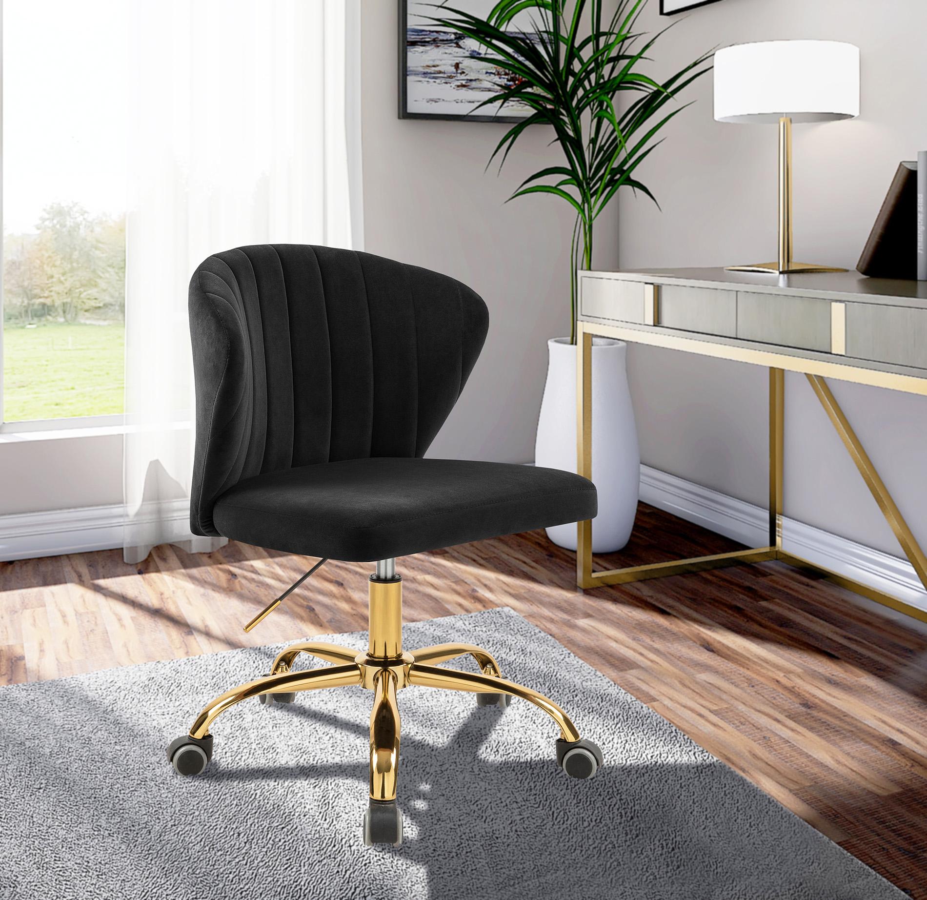 

    
Black Velvet & Gold Swivel Office Chair FINLEY 165Black Meridian Contemporary
