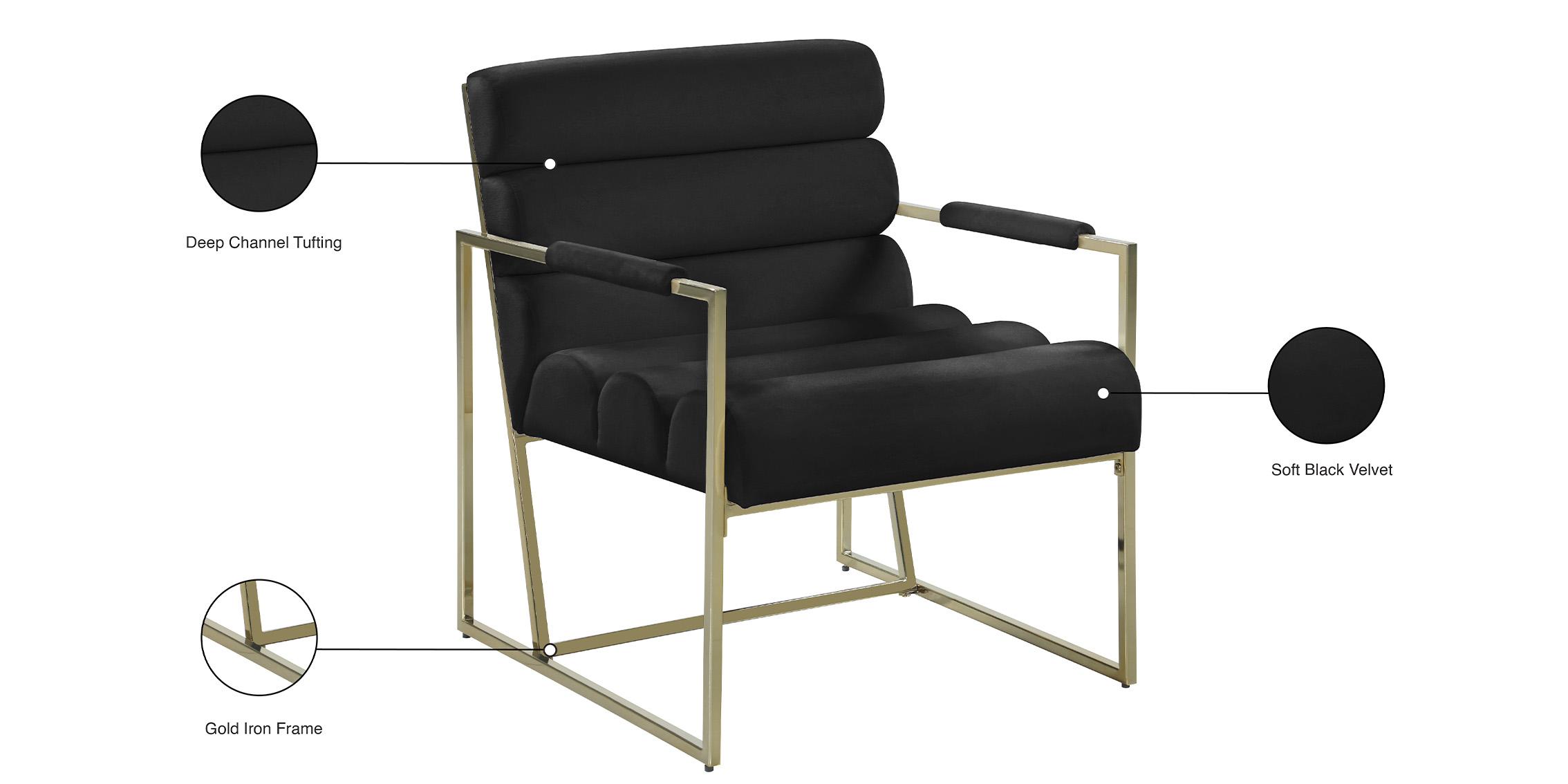 

        
Meridian Furniture WAYNE 526Black Accent Chair Set Gold/Black Velvet 753359806426
