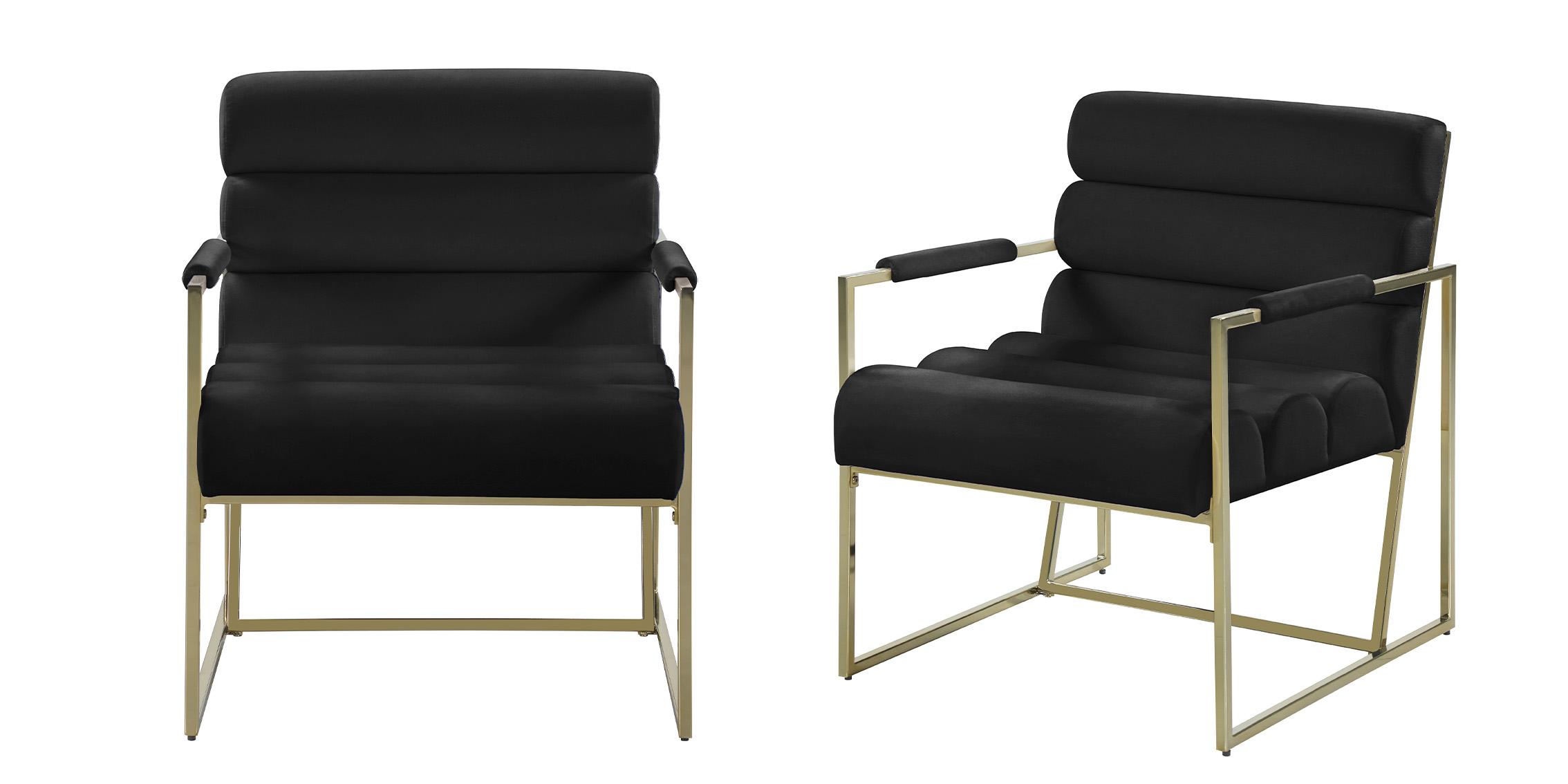 

    
Black Velvet & Gold Tufted Accent Chair Set 2Pcs WAYNE 526Black Meridian Modern
