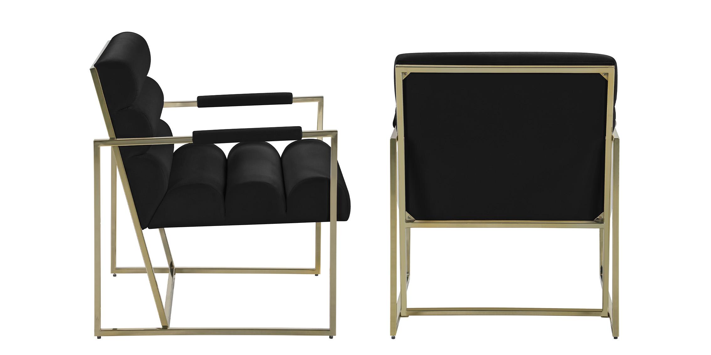 

    
Black Velvet & Gold Tufted Accent Chair Set 2Pcs WAYNE 526Black Meridian Modern
