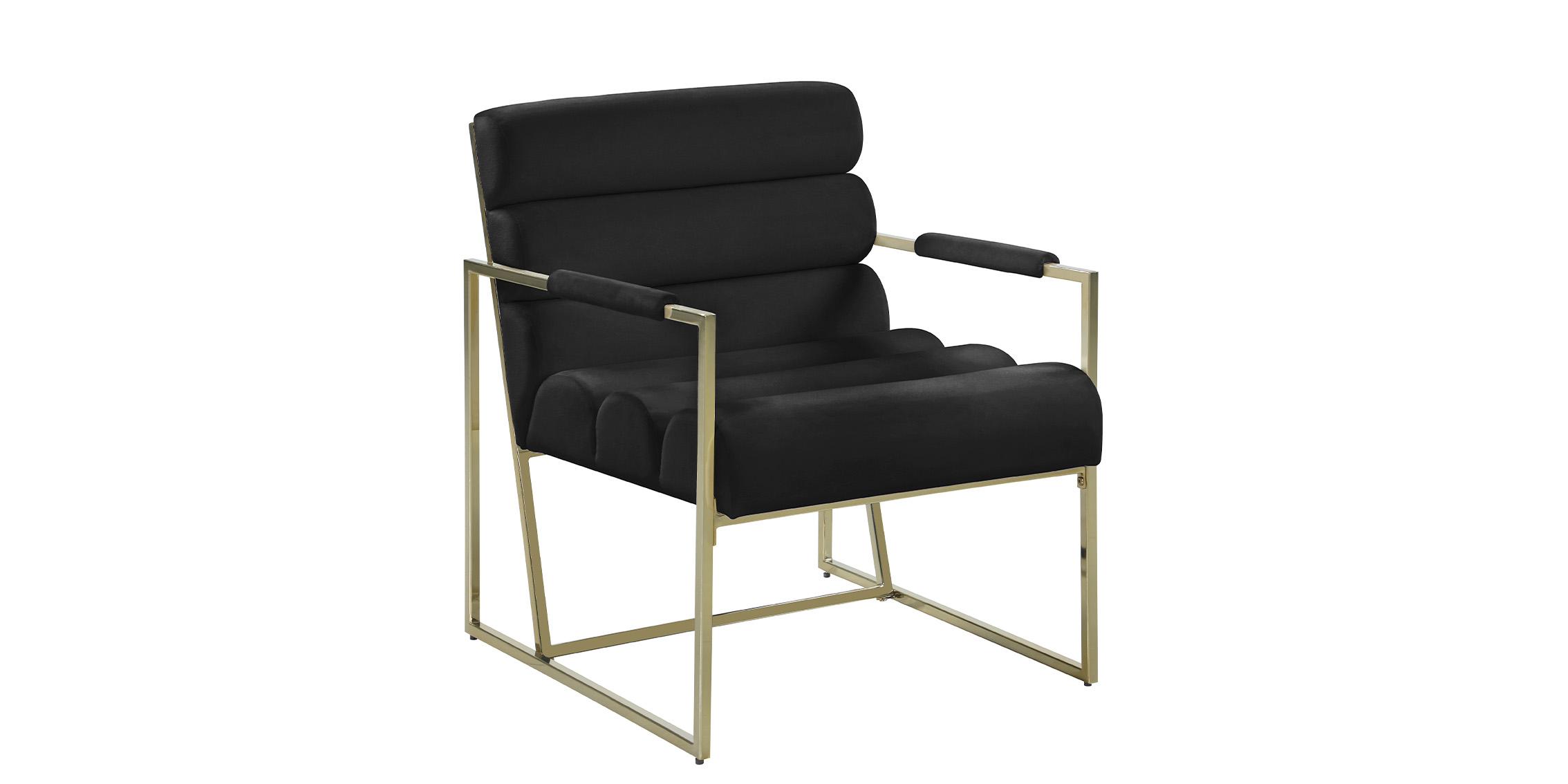 Contemporary, Modern Accent Chair WAYNE 526Black 526Black in Gold, Black Velvet