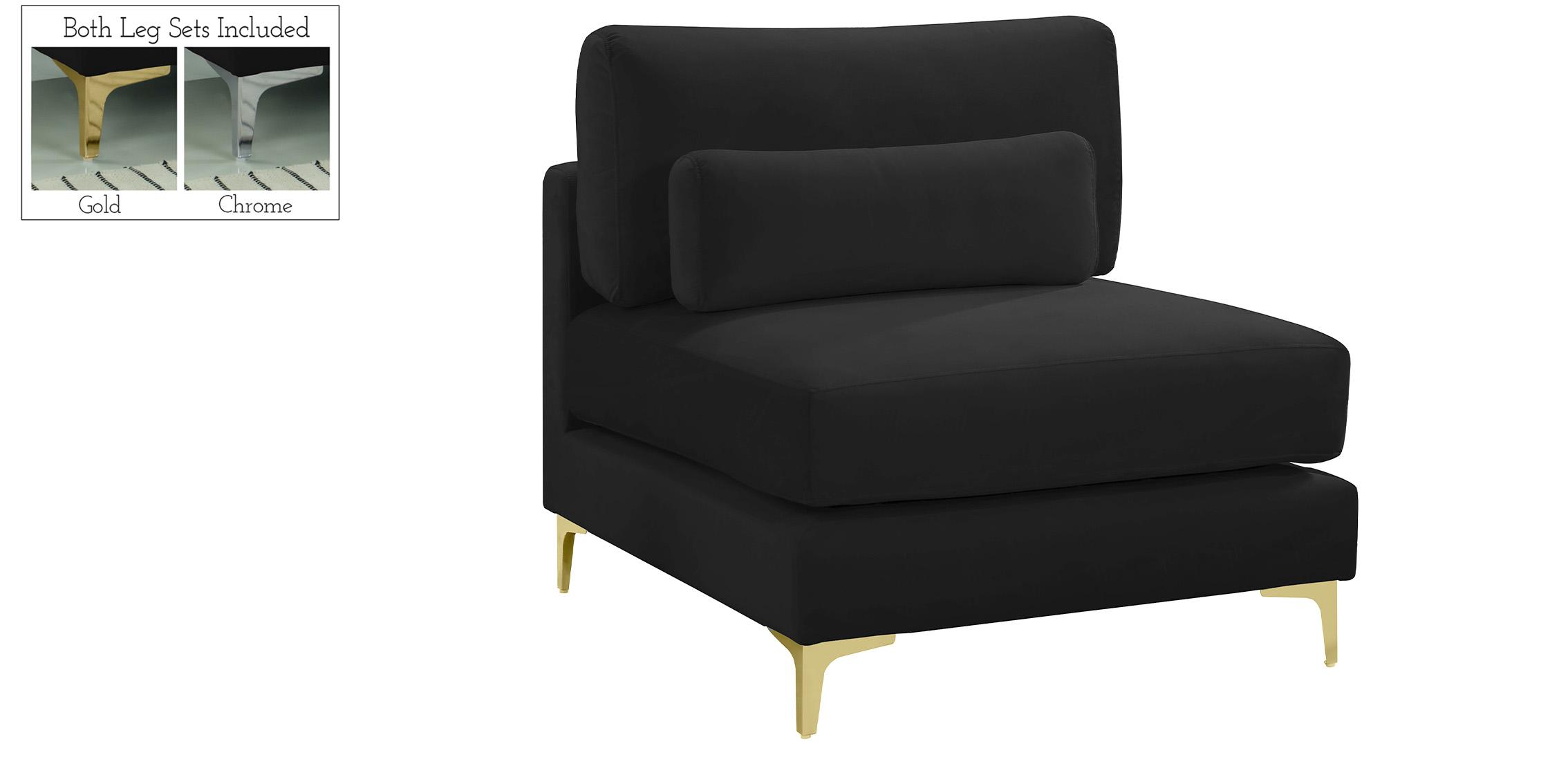 

    
Black Velvet Modular Armless Chair 605Black-Armless JULIA Meridian Modern
