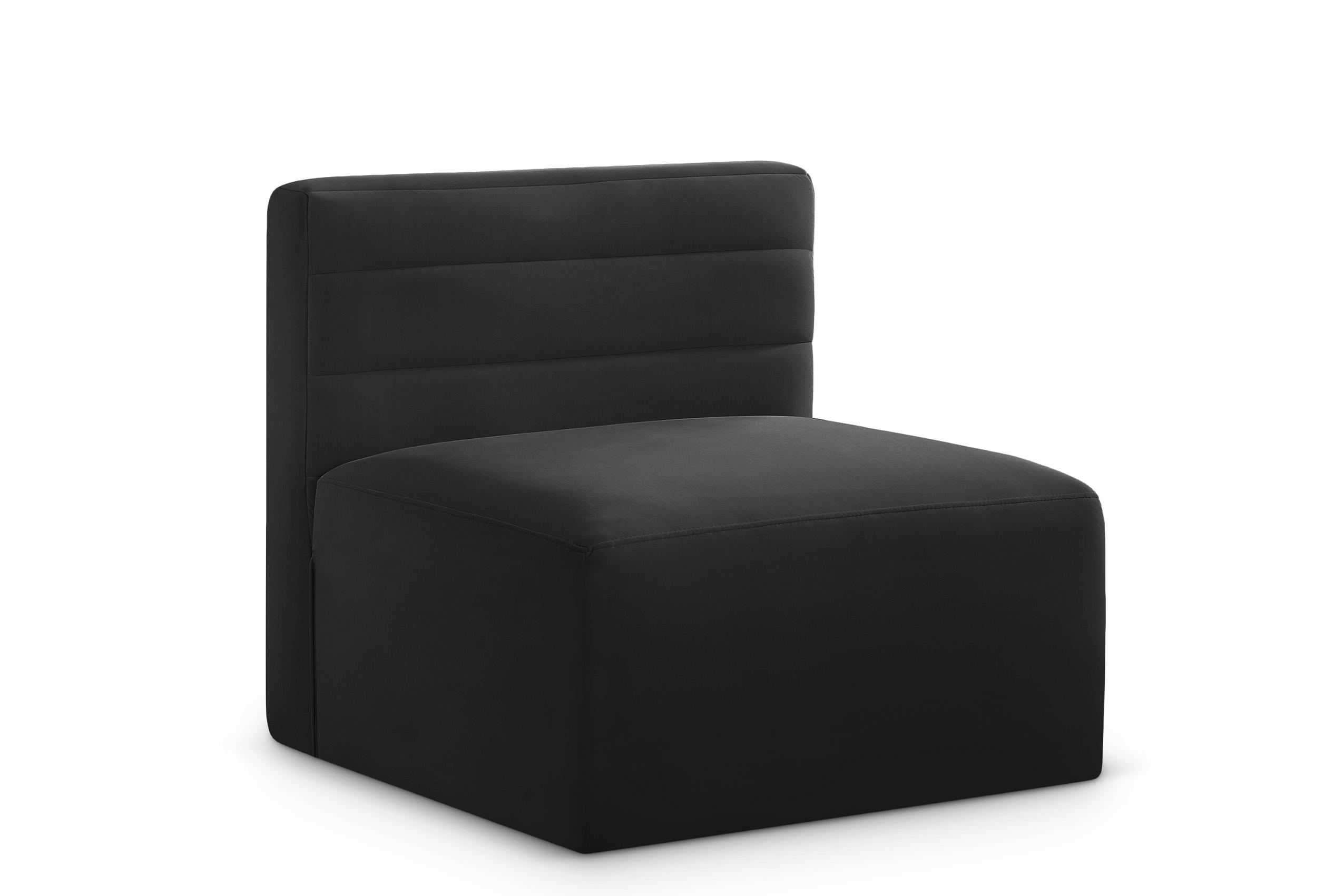 

    
Black Velvet Modular Armless Chair Quincy 677Black-Armless Meridian Contemporary
