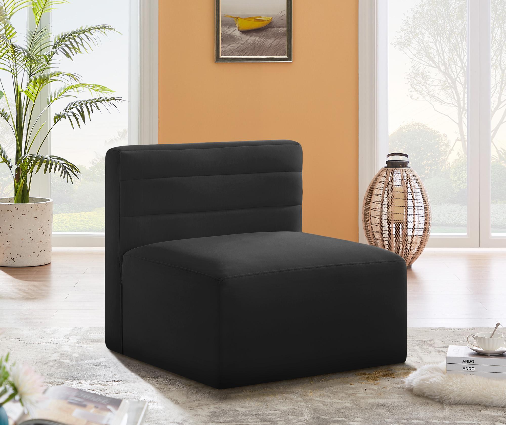 

    
Black Velvet Modular Armless Chair Quincy 677Black-Armless Meridian Contemporary
