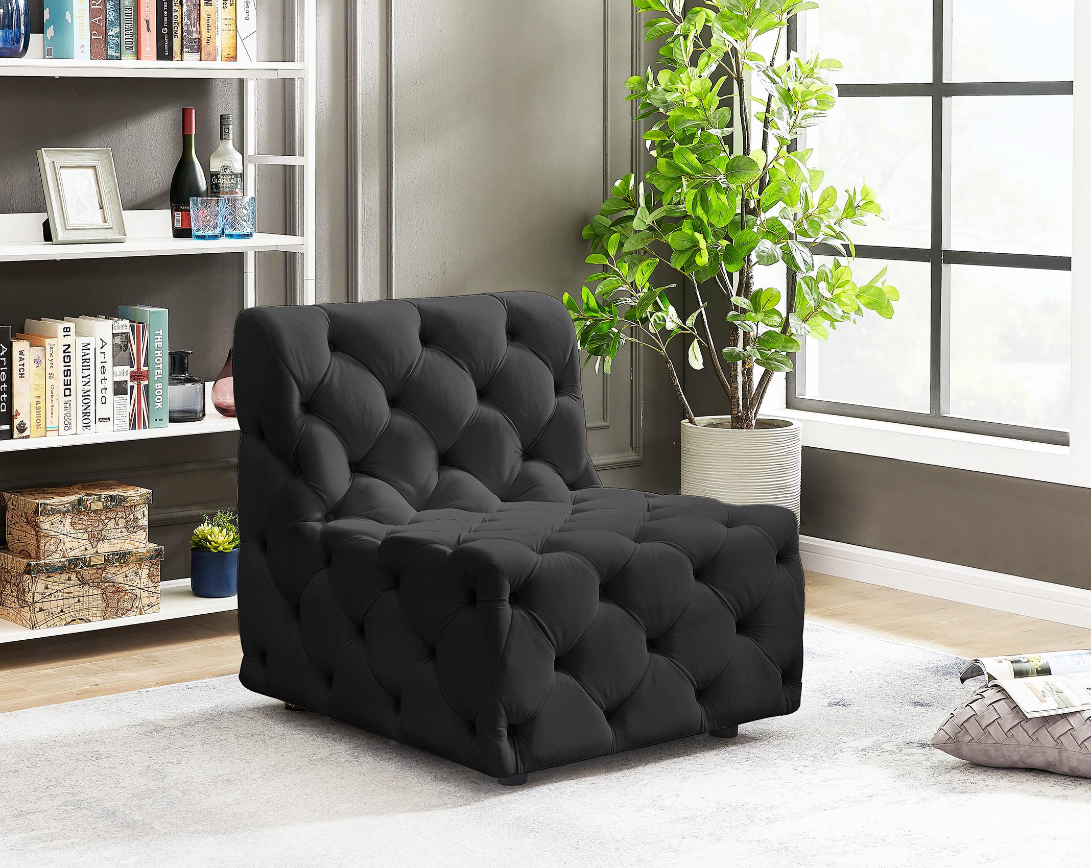 

    
Black Velvet Modular Armless Chair TUFT 680Black-Armless Meridian Contemporary
