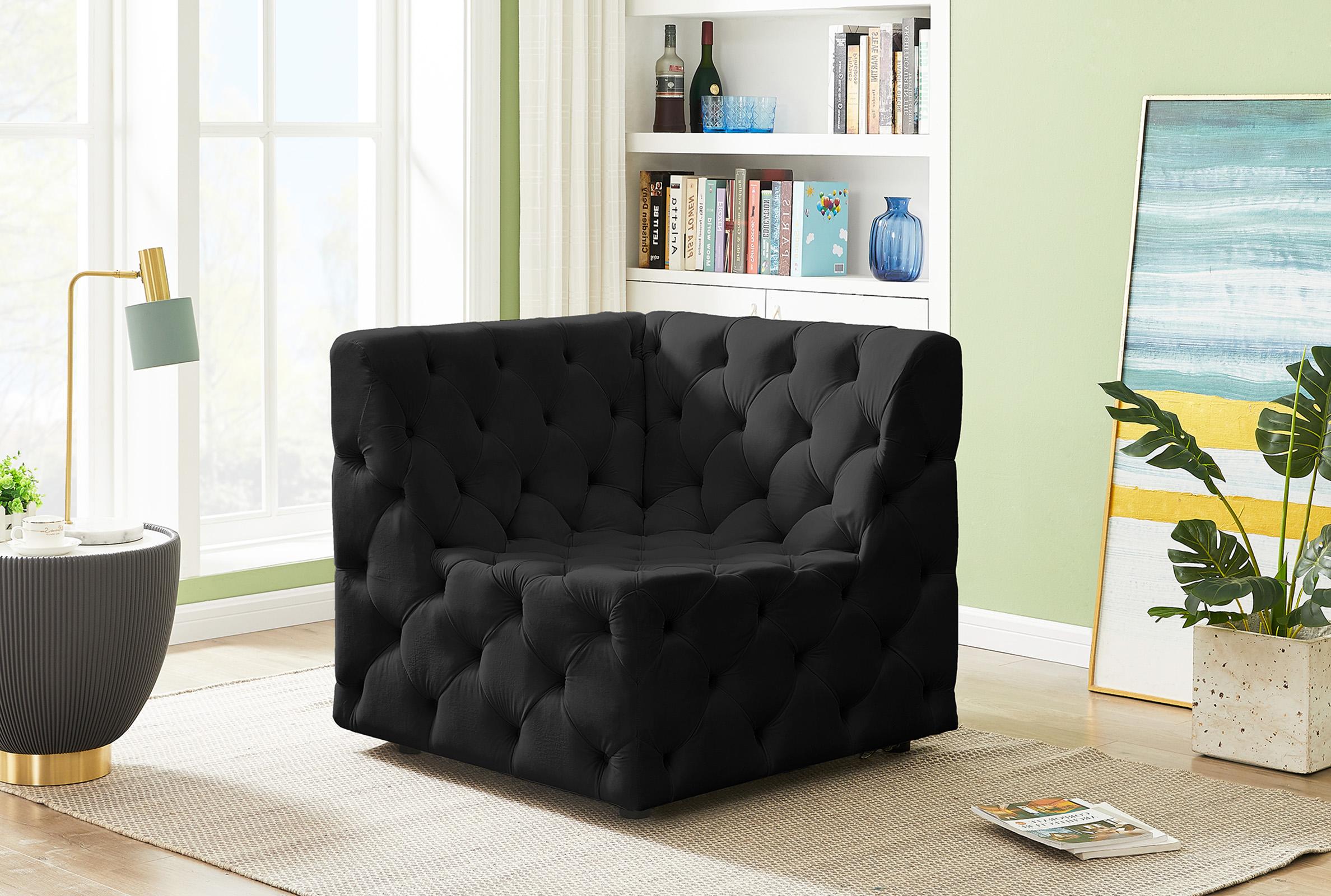 

    
Black Velvet Modular Corner Chair TUFT 680Black-Corner Meridian Contemporary
