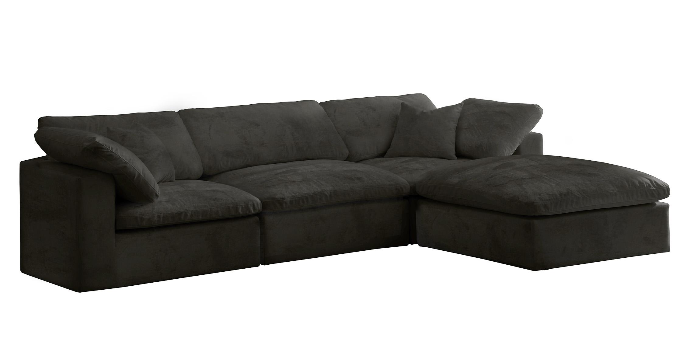 Contemporary, Modern Modular Sectional Sofa 634Black-Sec4A 634Black-Sec4A in Black Fabric