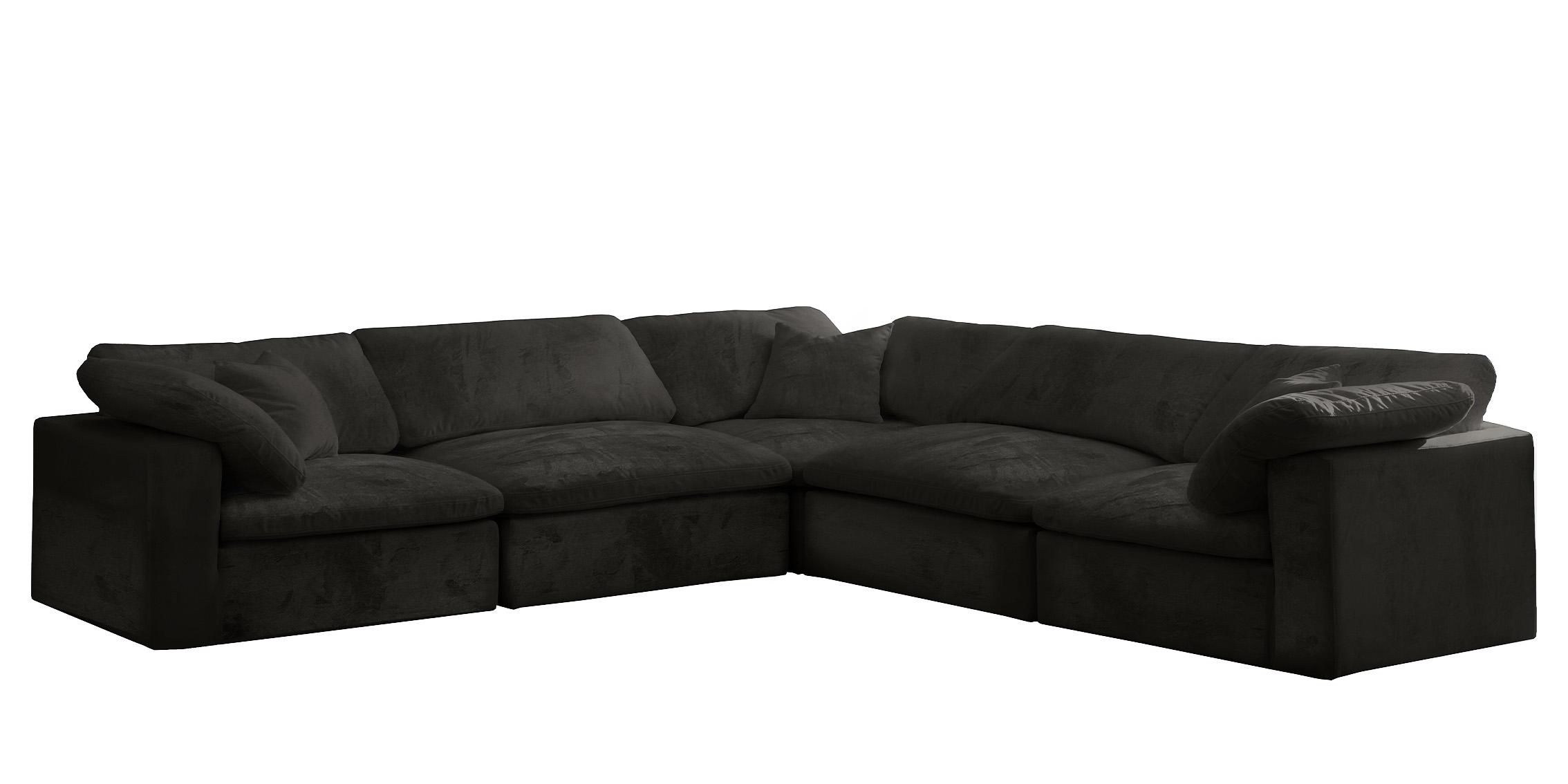 Contemporary, Modern Modular Sectional Sofa 634Black-Sec5C 634Black-Sec5C in Black Fabric