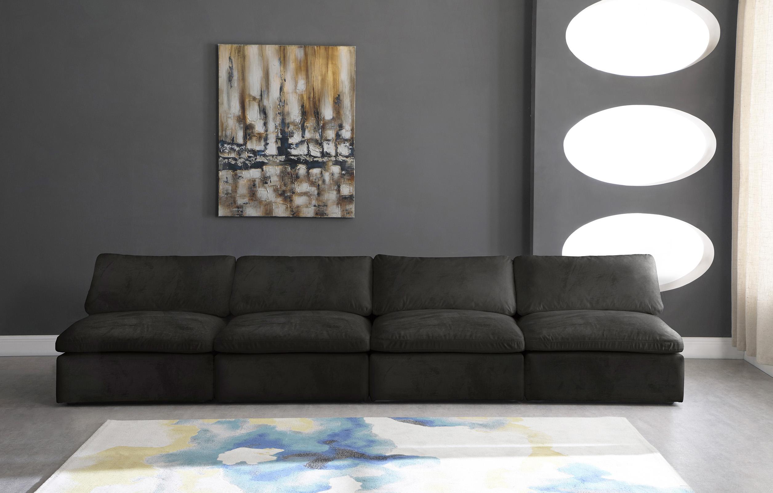

    
Cozy Black Velvet Comfort Modular Armless Sofa S156 Meridian

