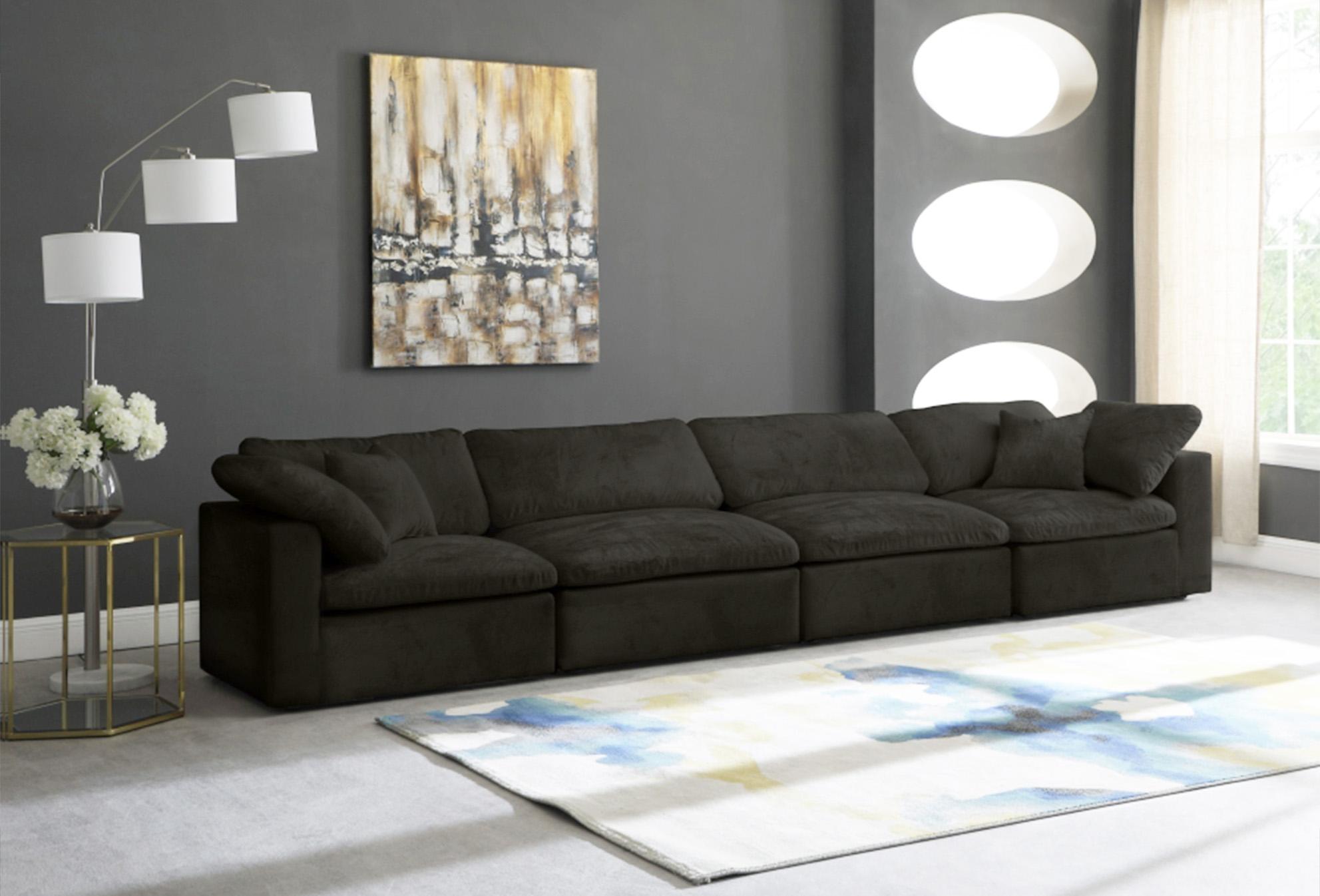 

    
Cozy Black Velvet Comfort Modular Sofa S158 Meridian
