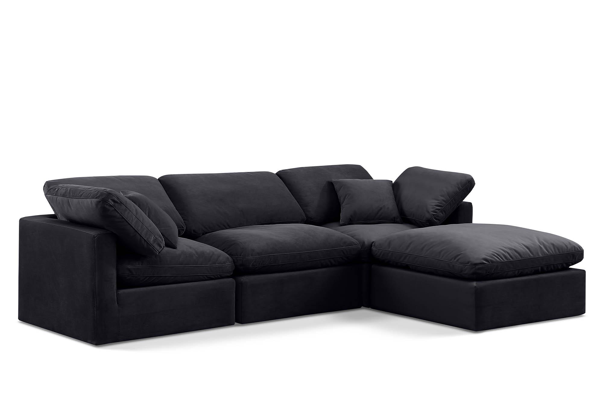 Contemporary, Modern Modular Sectional Sofa INDULGE 147Black-Sec4A 147Black-Sec4A in Black Velvet