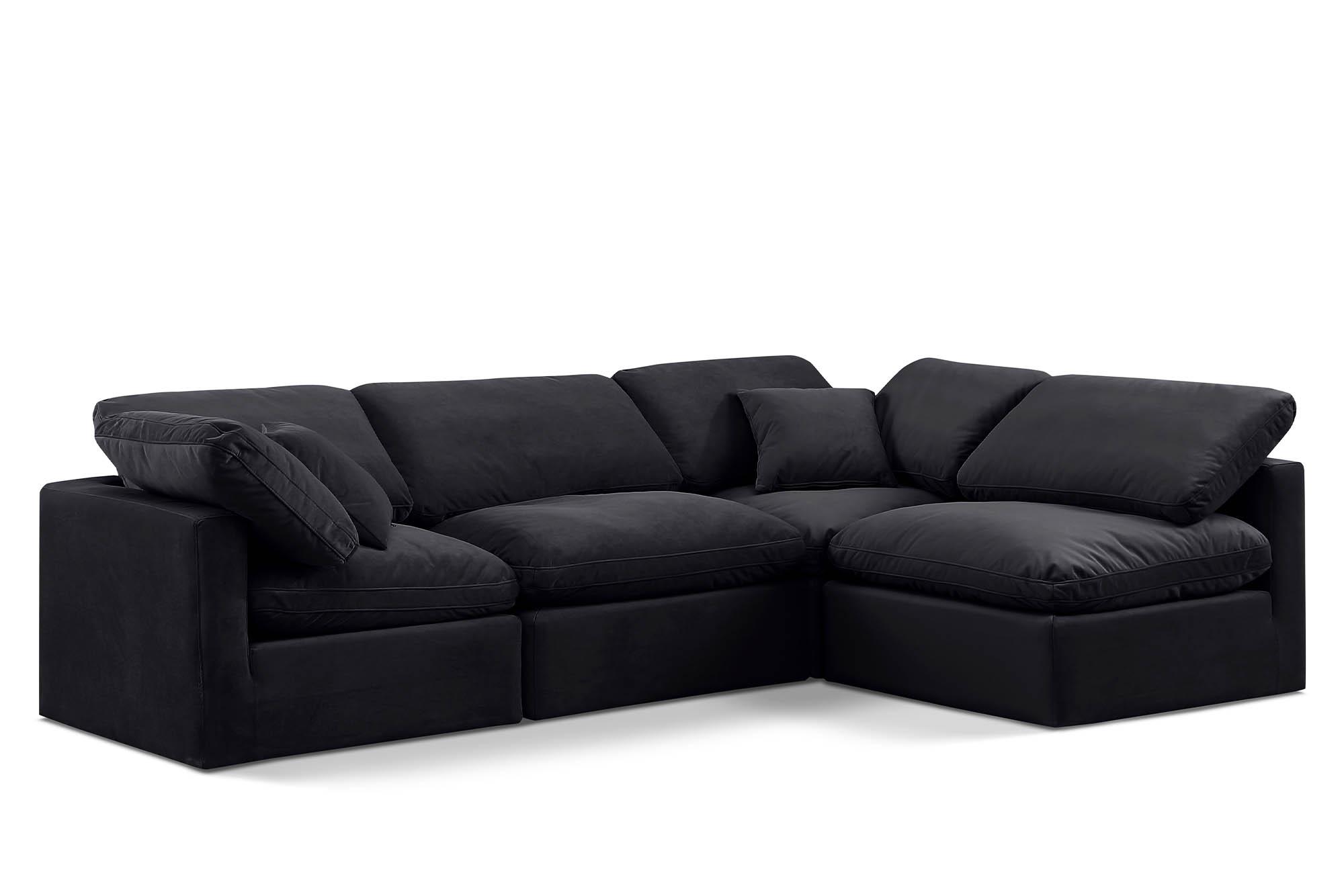 Contemporary, Modern Modular Sectional Sofa INDULGE 147Black-Sec4B 147Black-Sec4B in Black Velvet