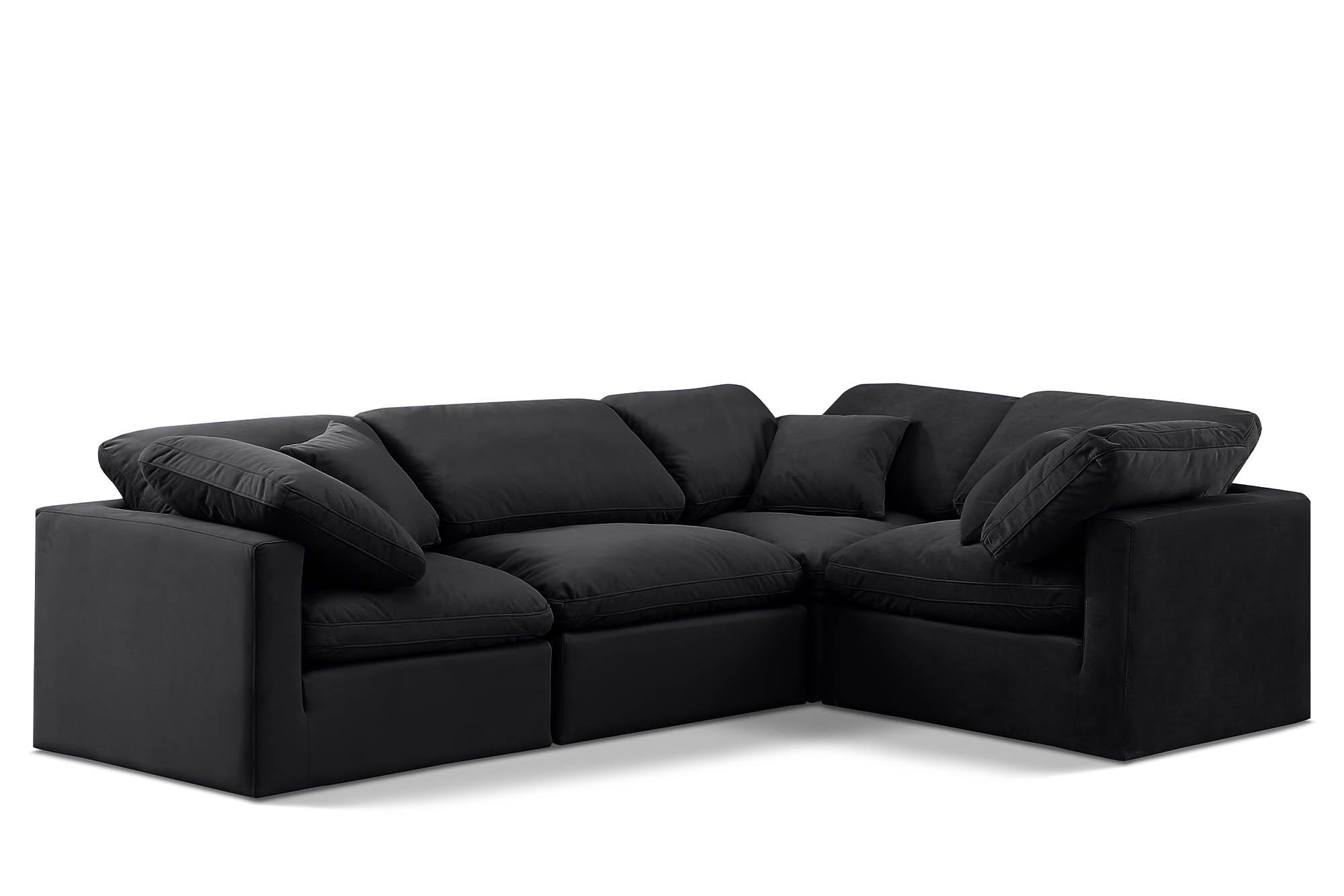 Contemporary, Modern Modular Sectional Sofa INDULGE 147Black-Sec4C 147Black-Sec4C in Black Velvet