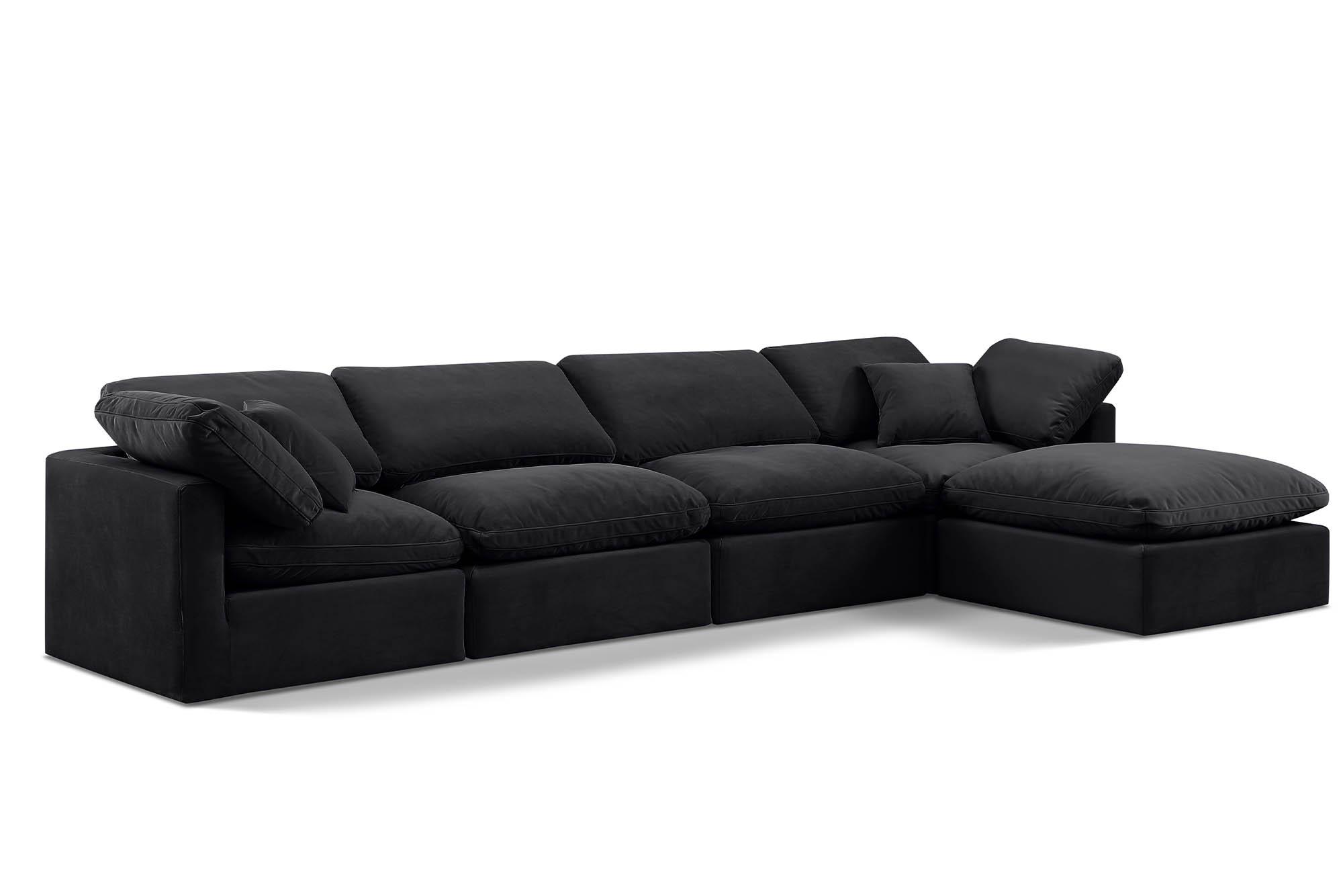 Contemporary, Modern Modular Sectional Sofa INDULGE 147Black-Sec5A 147Black-Sec5A in Black Velvet