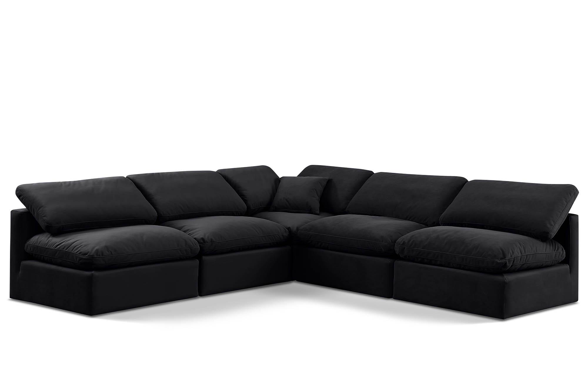 Contemporary, Modern Modular Sectional Sofa INDULGE 147Black-Sec5B 147Black-Sec5B in Black Velvet