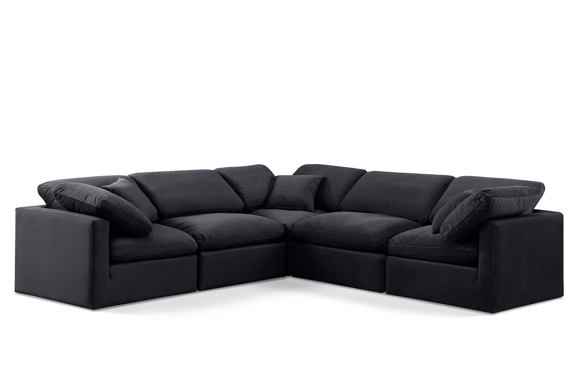 Contemporary, Modern Modular Sectional Sofa INDULGE 147Black-Sec5C 147Black-Sec5C in Black Velvet