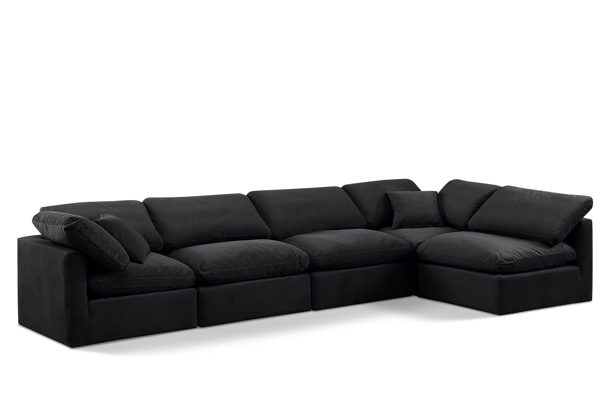 Contemporary, Modern Modular Sectional Sofa INDULGE 147Black-Sec5D 147Black-Sec5D in Black Velvet