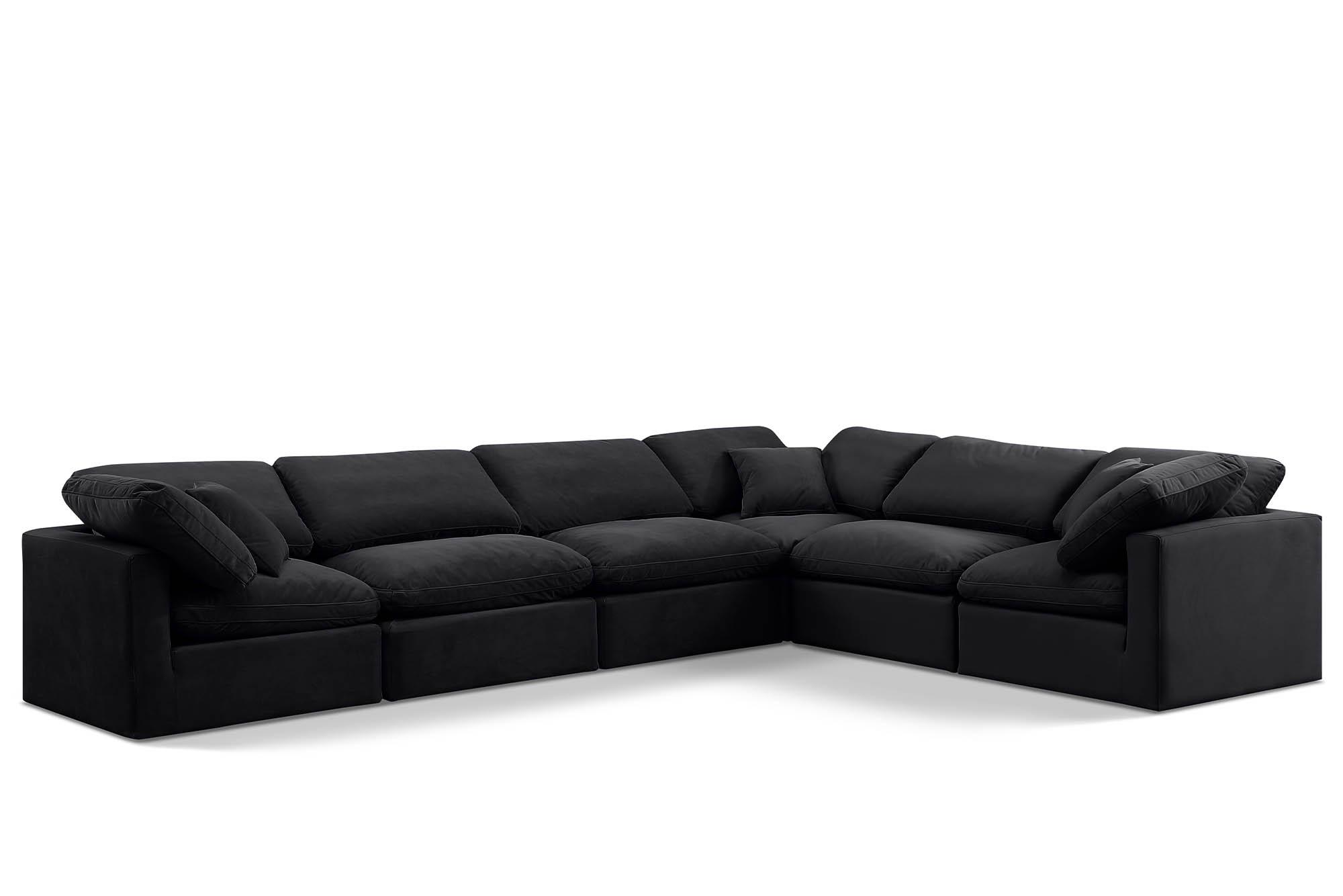 Contemporary, Modern Modular Sectional Sofa INDULGE 147Black-Sec6A 147Black-Sec6A in Black Velvet