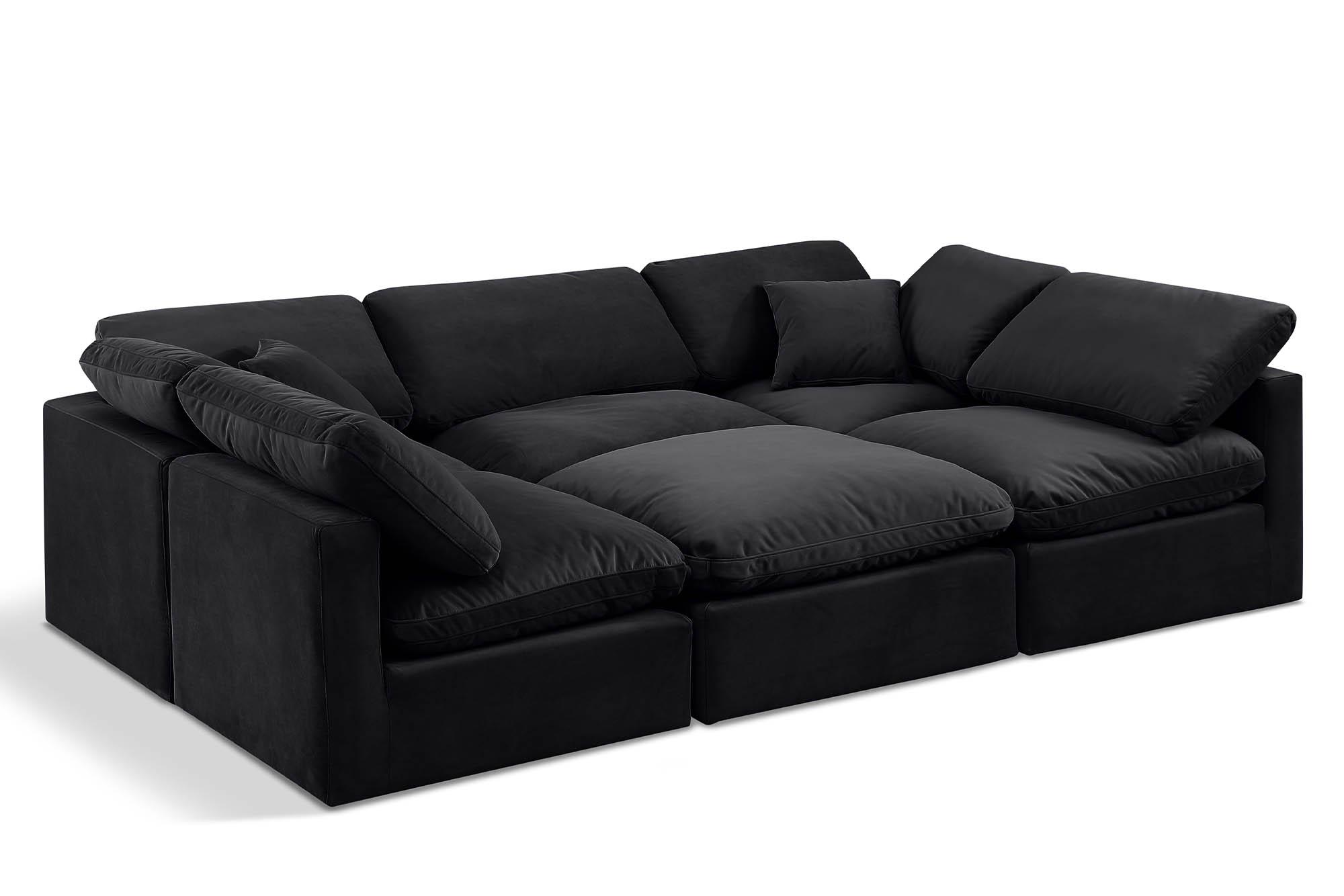 Contemporary, Modern Modular Sectional Sofa INDULGE 147Black-Sec6C 147Black-Sec6C in Black Velvet