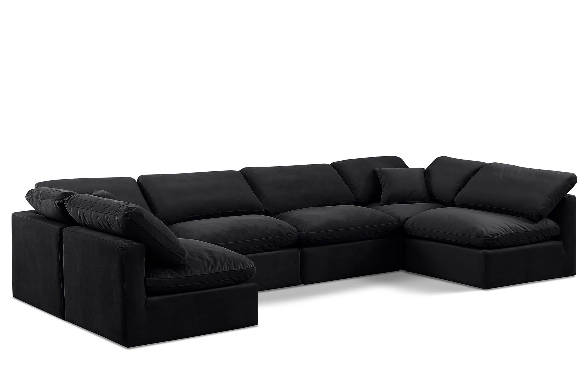 Contemporary, Modern Modular Sectional Sofa INDULGE 147Black-Sec6D 147Black-Sec6D in Black Velvet