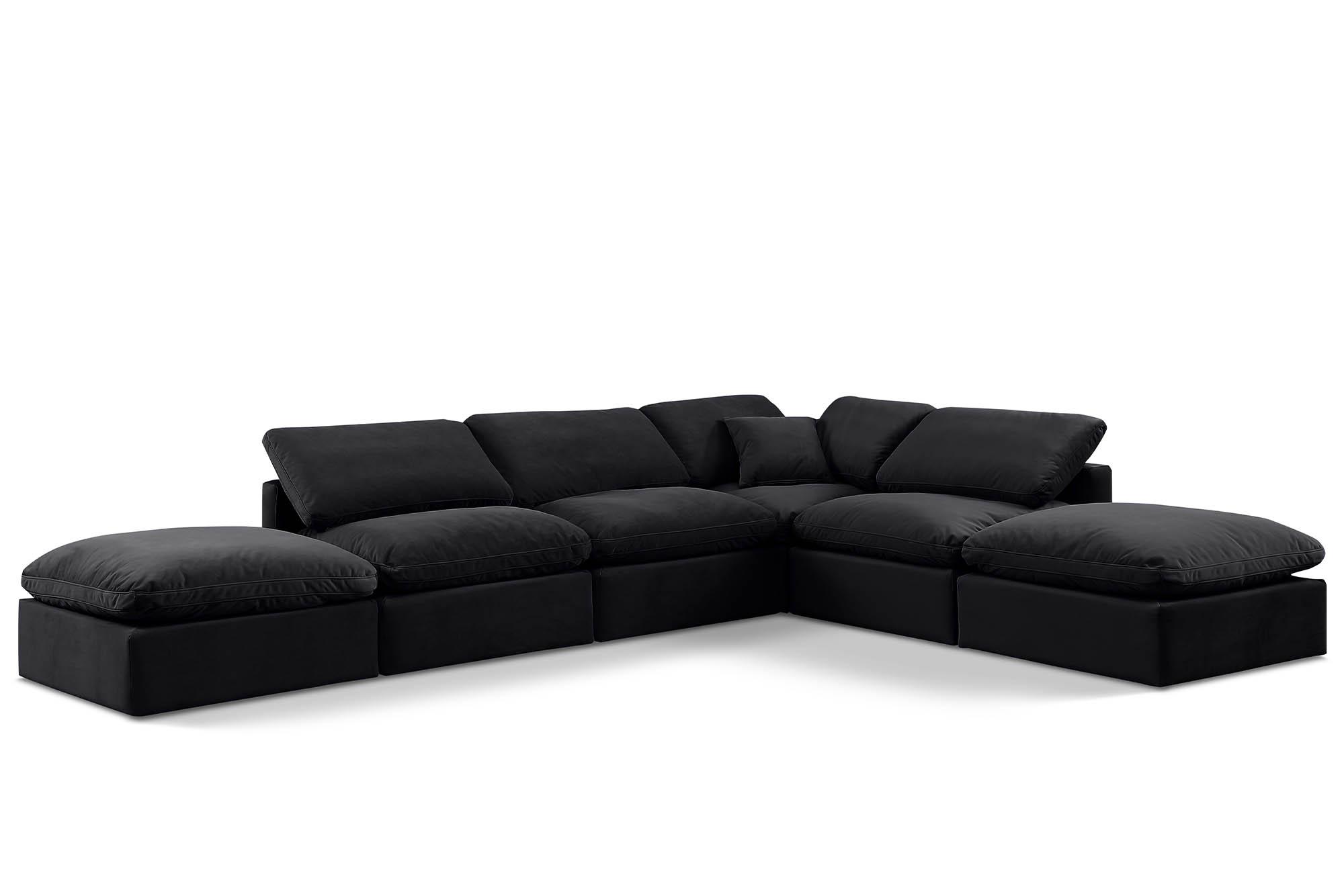 Contemporary, Modern Modular Sectional Sofa INDULGE 147Black-Sec6E 147Black-Sec6E in Black Velvet