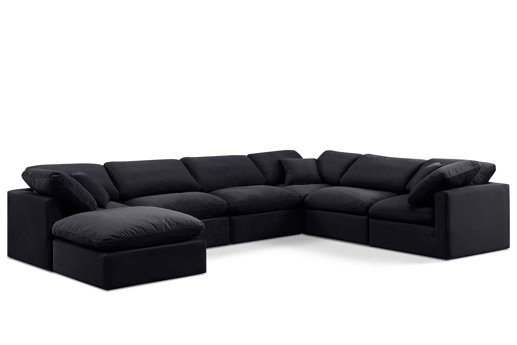 Contemporary, Modern Modular Sectional Sofa INDULGE 147Black-Sec7A 147Black-Sec7A in Black Velvet