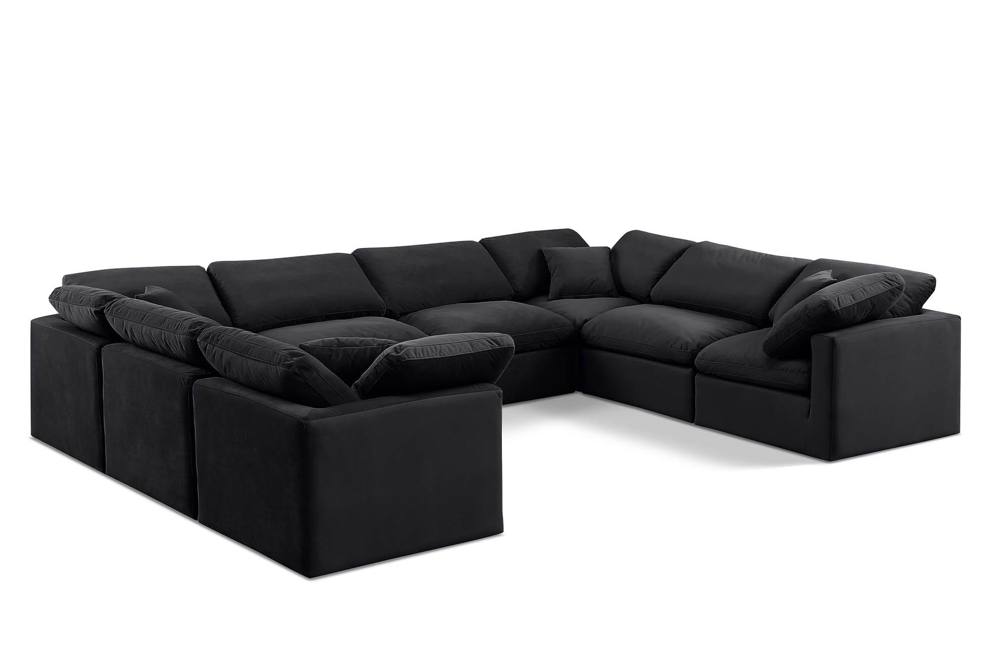 Contemporary, Modern Modular Sectional Sofa INDULGE 147Black-Sec8A 147Black-Sec8A in Black Velvet