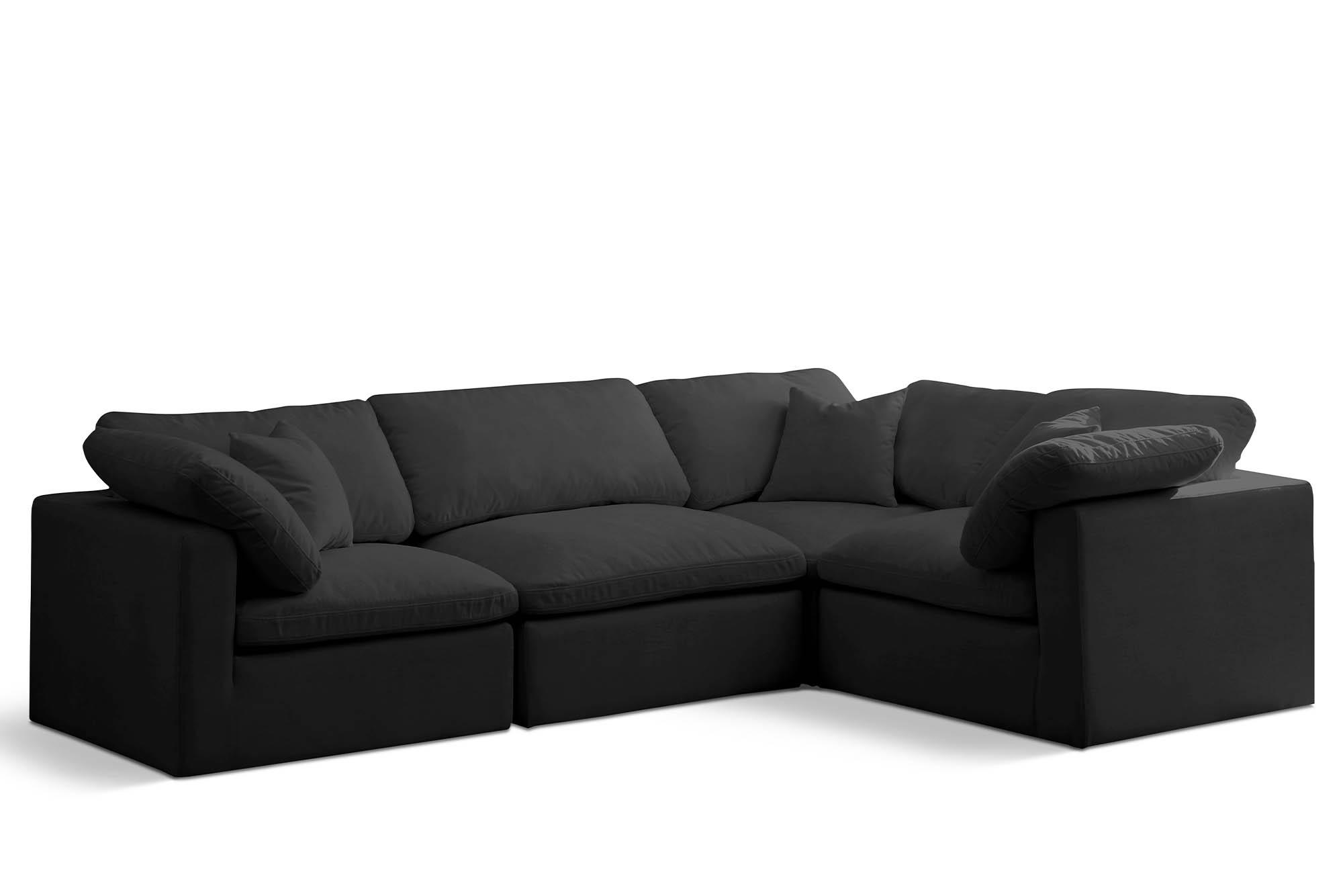 

    
Black Velvet Modular Sectional Sofa PLUSH 602Black-Sec4C Meridian Modern
