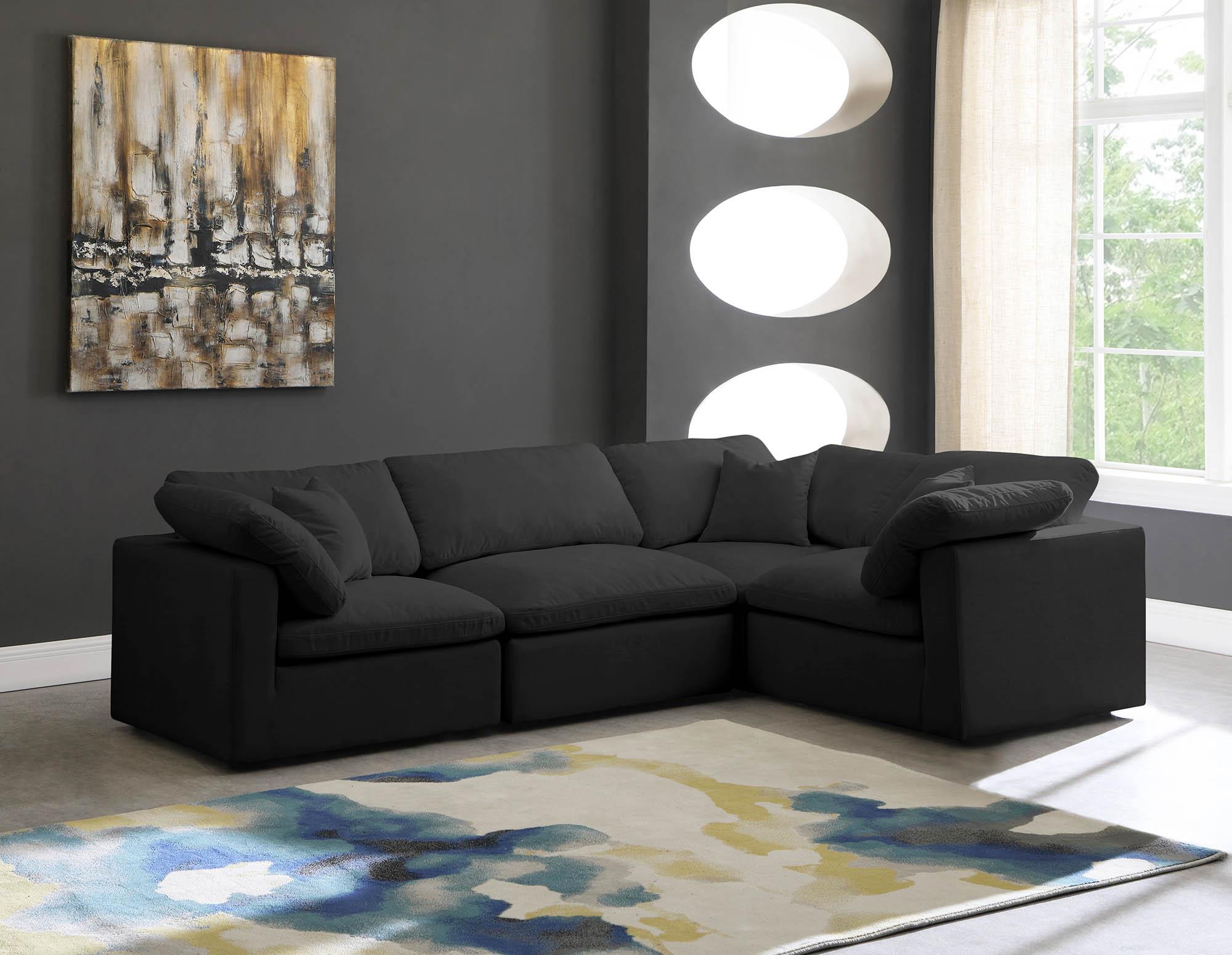 

    
Black Velvet Modular Sectional Sofa PLUSH 602Black-Sec4C Meridian Modern
