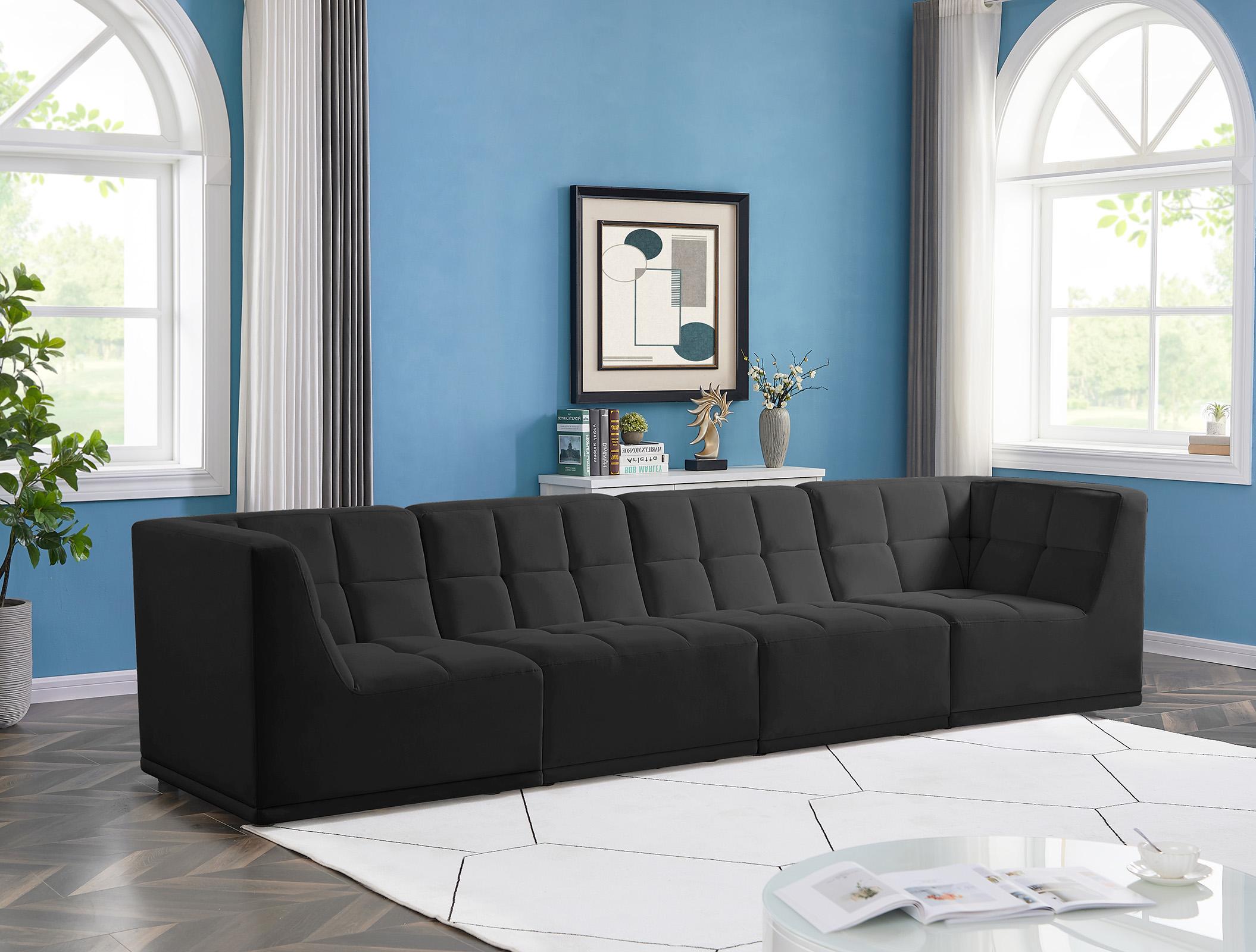 

    
Black Velvet Modular Sofa 650Black-S128 Meridian Modern Contemporary
