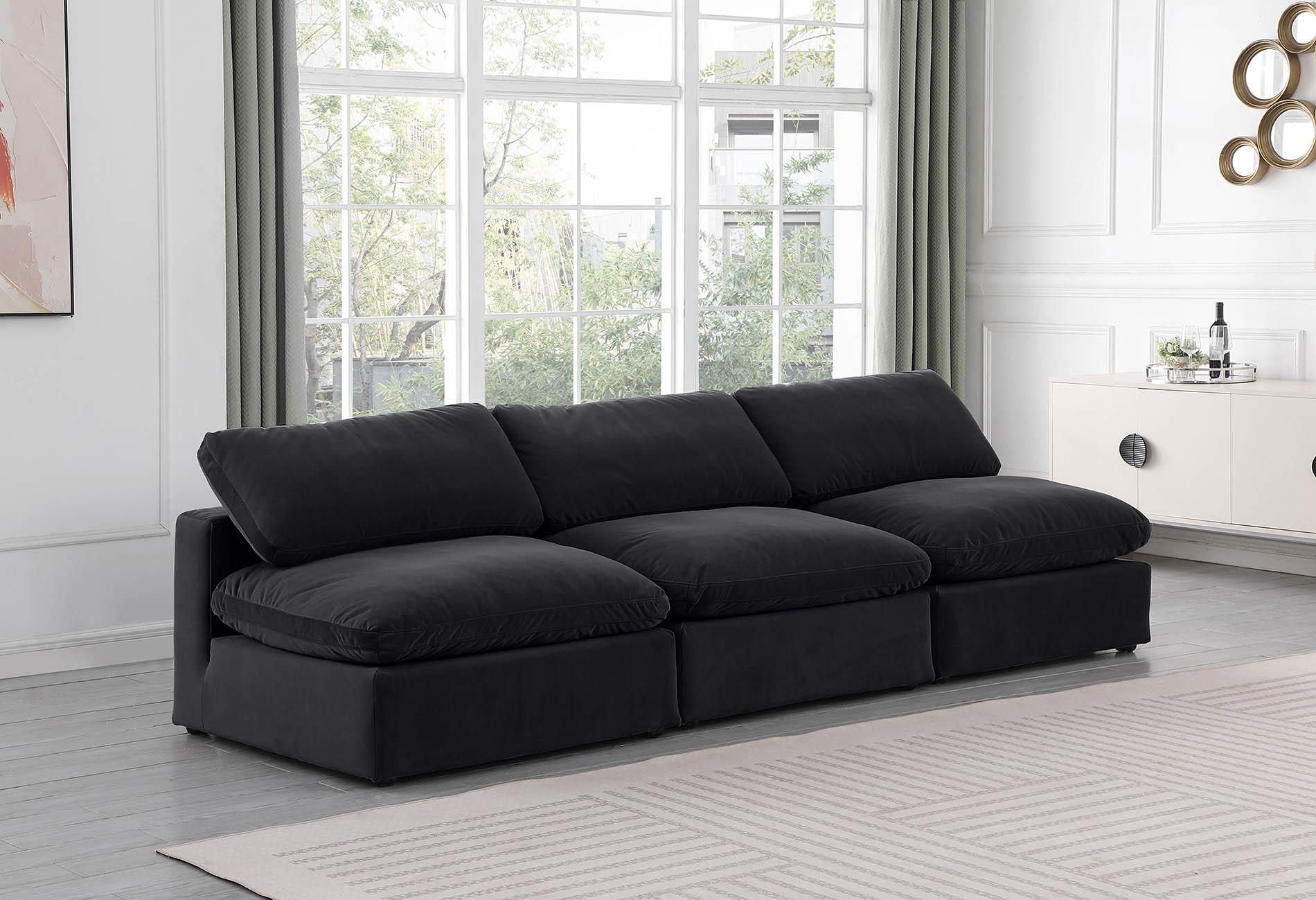 

    
Black Velvet Modular Sofa COMFY 189Black-S117 Meridian Contemporary Modern
