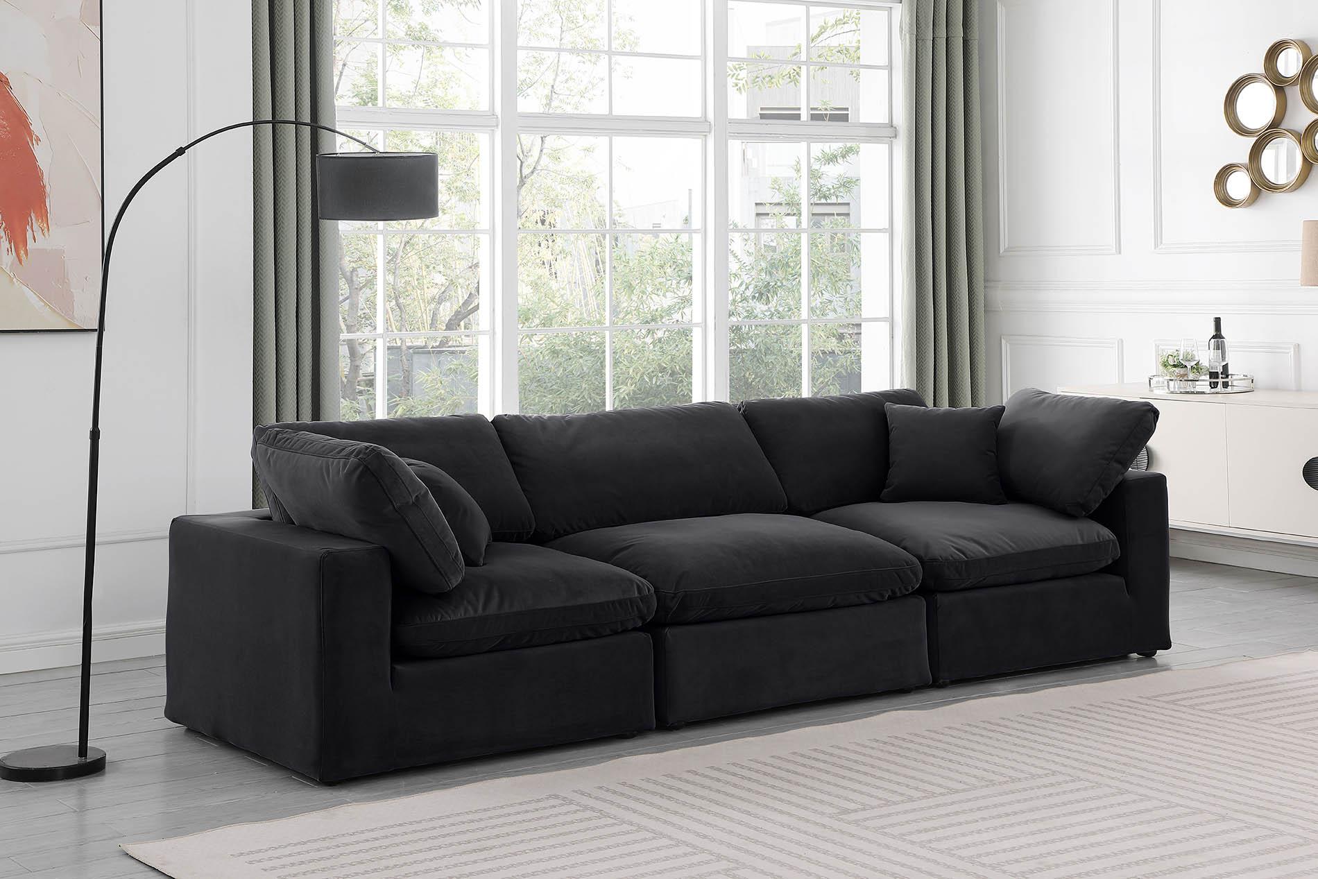 

    
Black Velvet Modular Sofa COMFY 189Black-S119 Meridian Contemporary Modern
