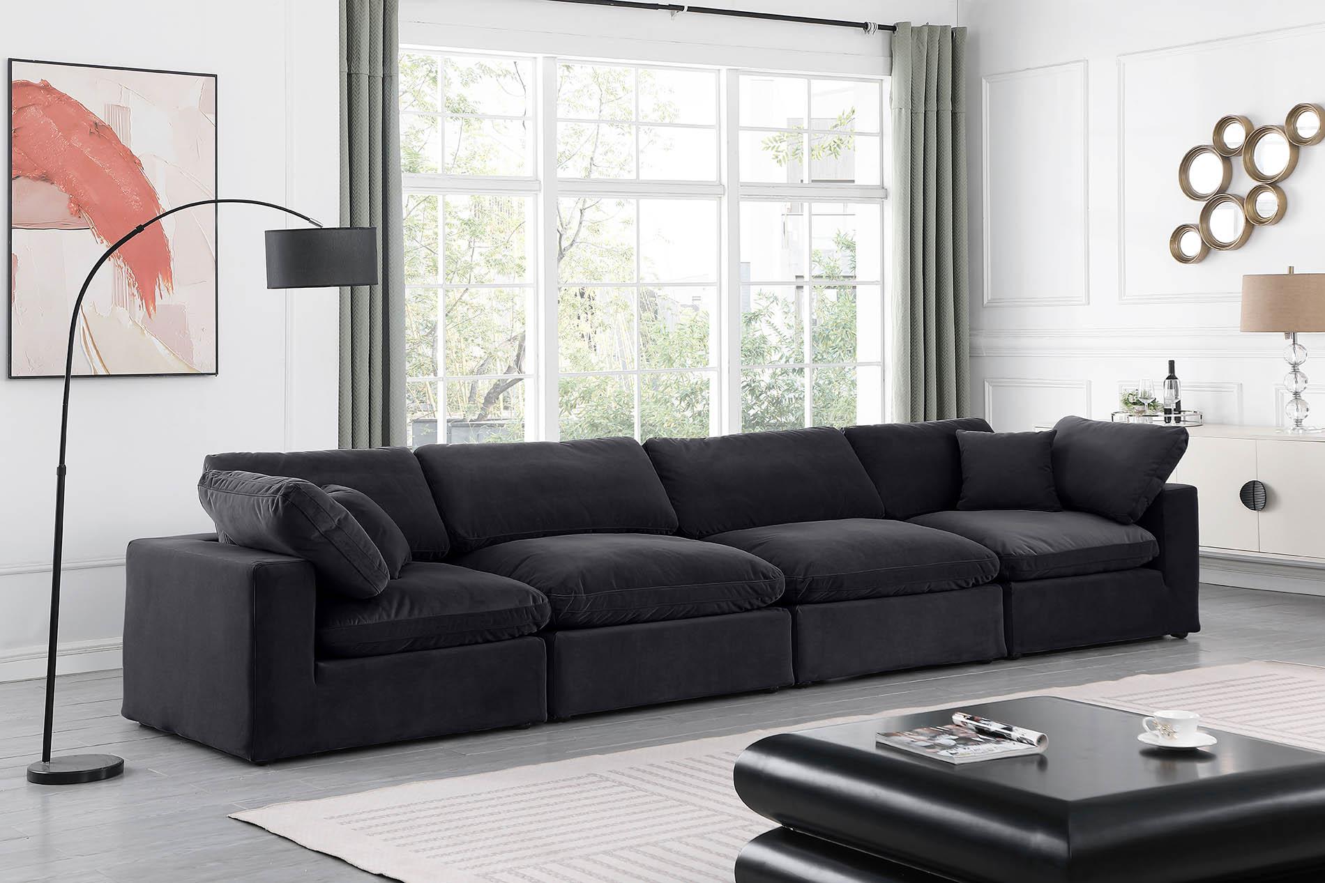 

    
Black Velvet Modular Sofa COMFY 189Black-S158 Meridian Contemporary Modern
