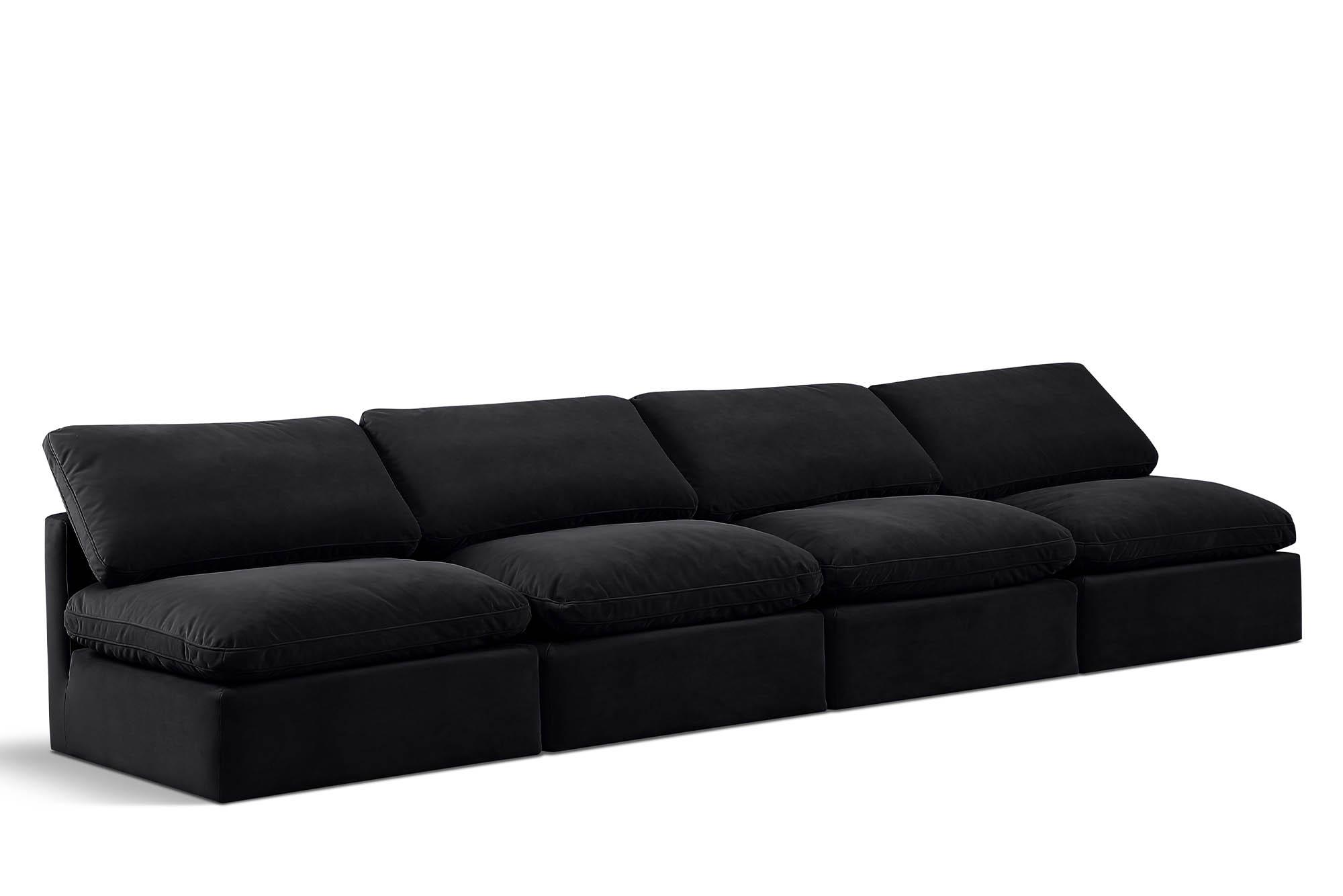Contemporary, Modern Modular Sofa INDULGE 147Black-S4 147Black-S4 in Black Velvet