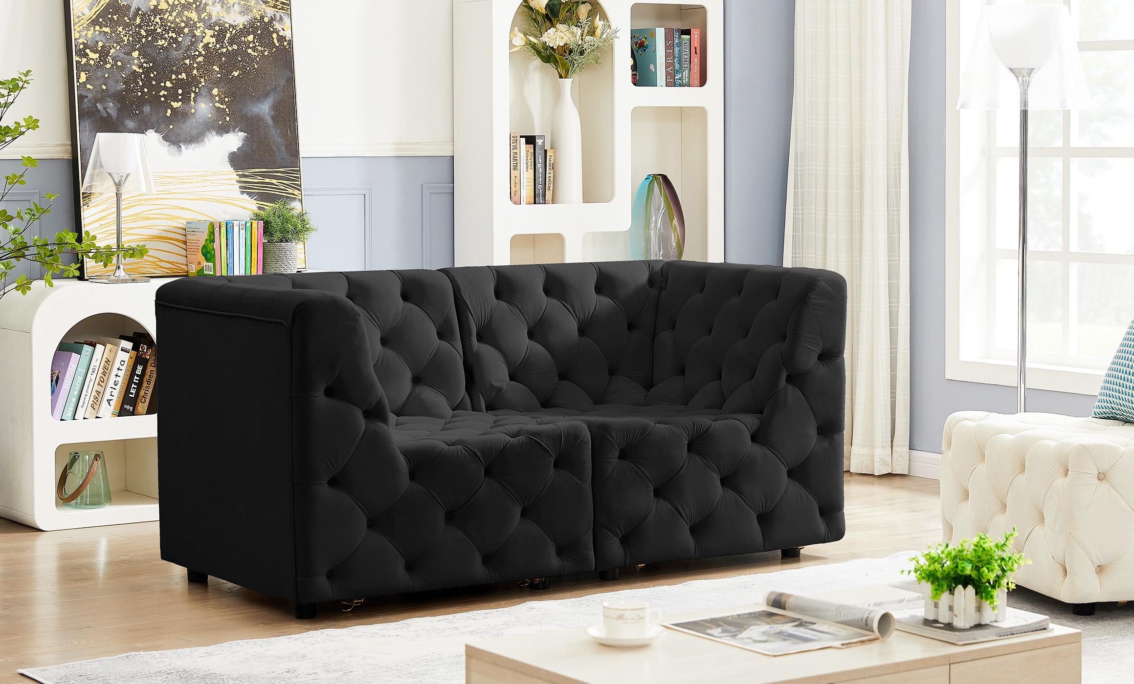 

    
Black Velvet Modular Sofa TUFT 680Black-S70 Meridian Contemporary Modern
