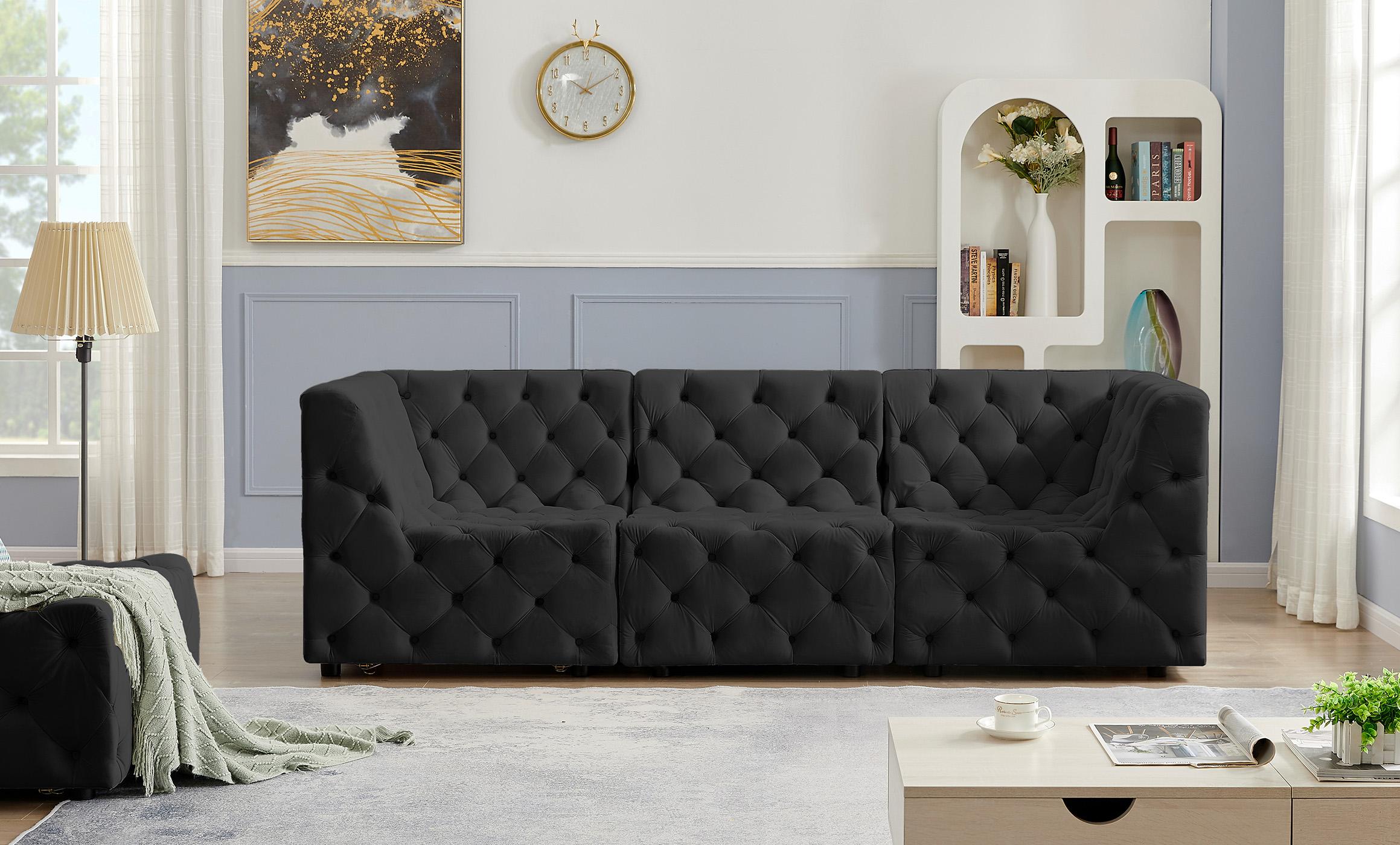 

    
Black Velvet Modular Sofa TUFT 680Black-S99 Meridian Contemporary Modern
