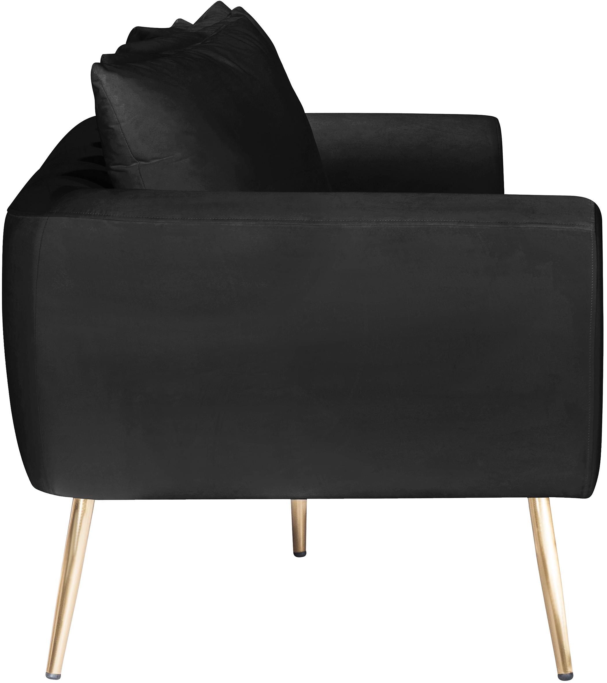 

    
BLACK Velvet Quinn Sofa Set 3Pcs MERIDIAN Contemporary Modern Mid-Century
