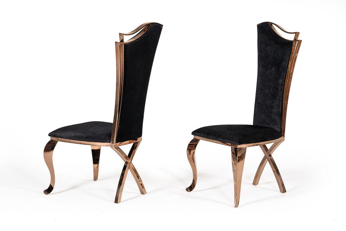 Contemporary, Modern Dining Chair Set VGZAY906-BLK VGZAY906-BLK in Gold, Black Velvet
