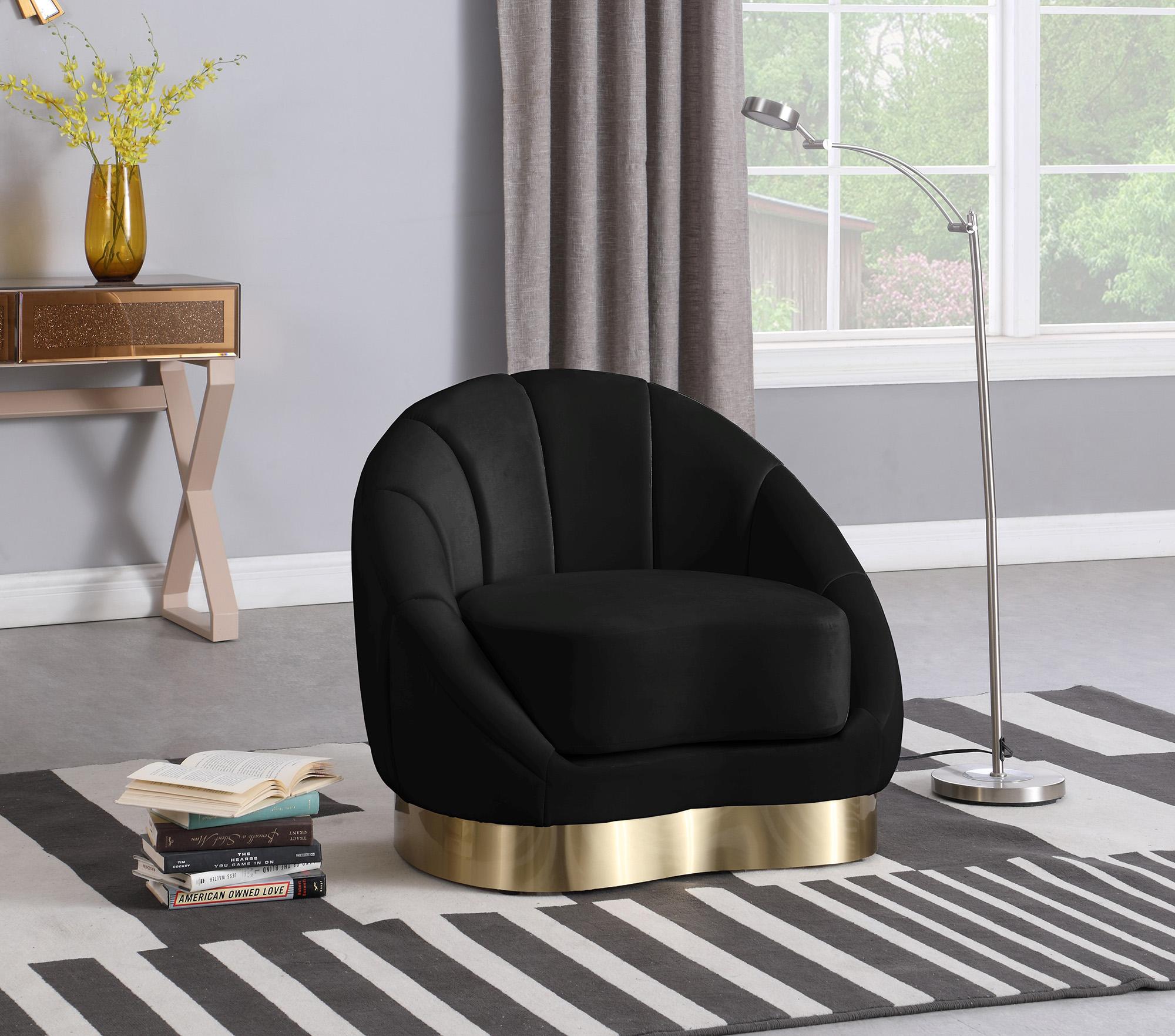 

    
Black Velvet Rounded Chair SHELLY 623Black-C Meridian Contemporary Modern
